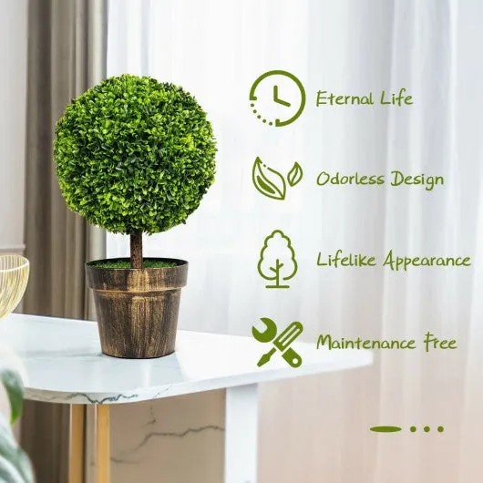 2 PCS 24" Artificial Boxwood Topiary Ball Tree