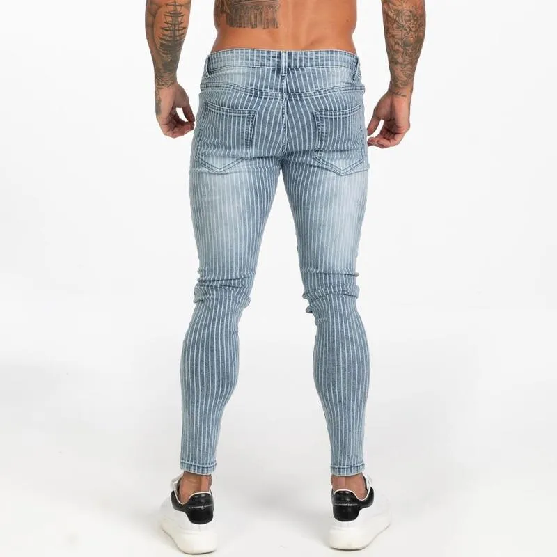 3117 Faded Blue Striped Skinny Stretch Jeans