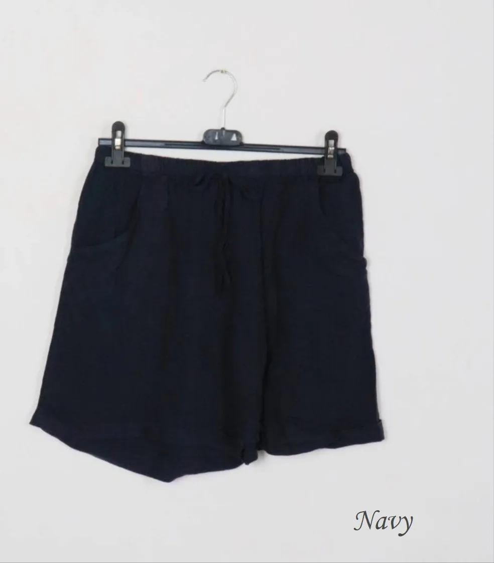 3459 Linen Shorts With Drawstring Tie