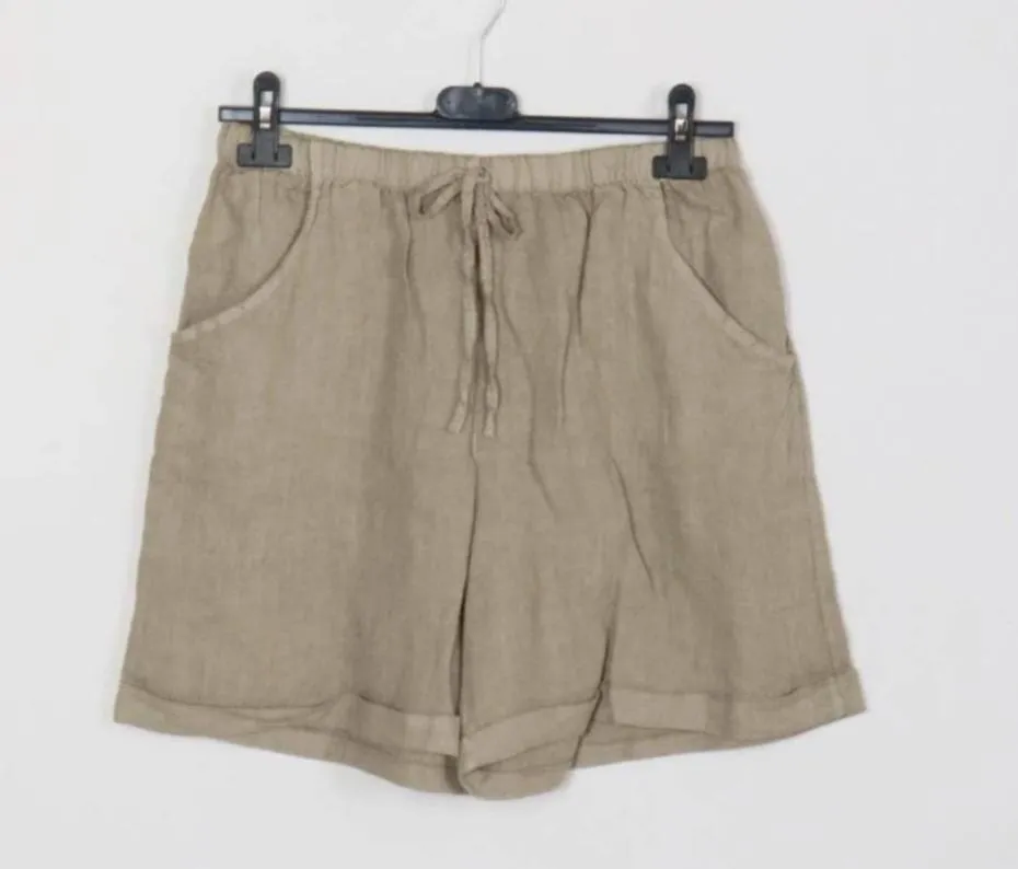 3459 Linen Shorts With Drawstring Tie