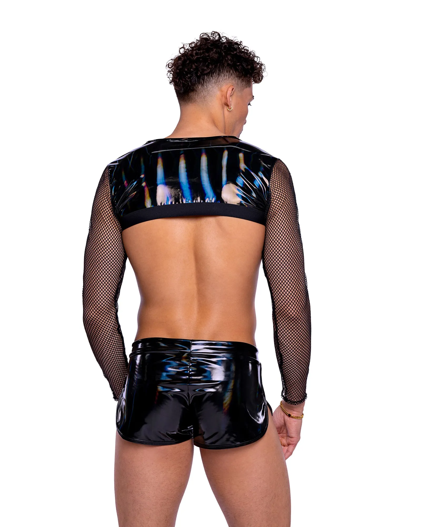 6519 - Vinyl with Iridescent Print Runner Shorts