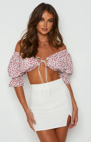 Alannah Crop Top White Floral