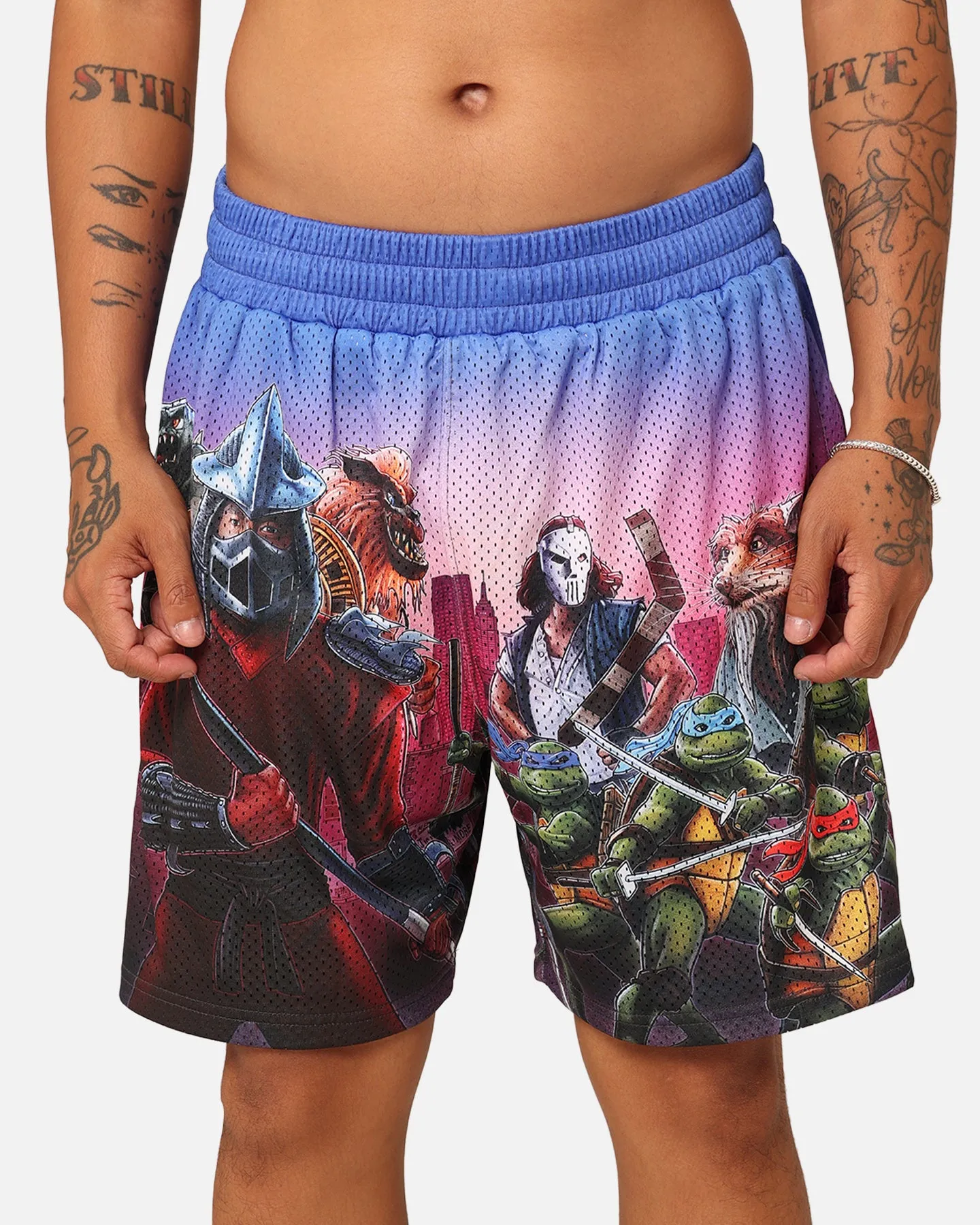 American Thrift X Teenage Mutant Ninja Turtles Poster Retro Mesh Shorts Purple/Multi