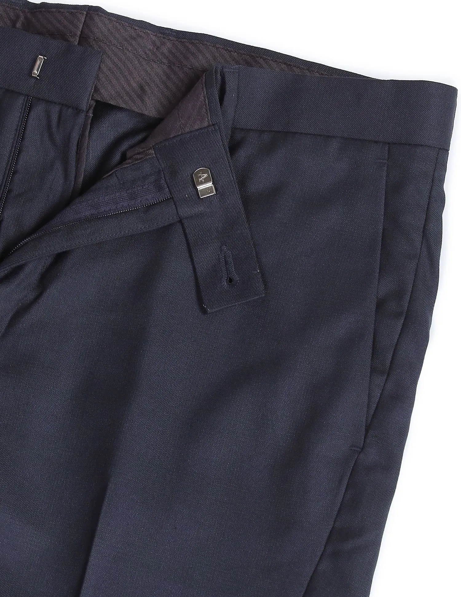 Arrow Solid Tailored Fit Twill Formal Trouser Navy