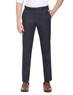 Arrow Solid Tailored Fit Twill Formal Trouser Navy