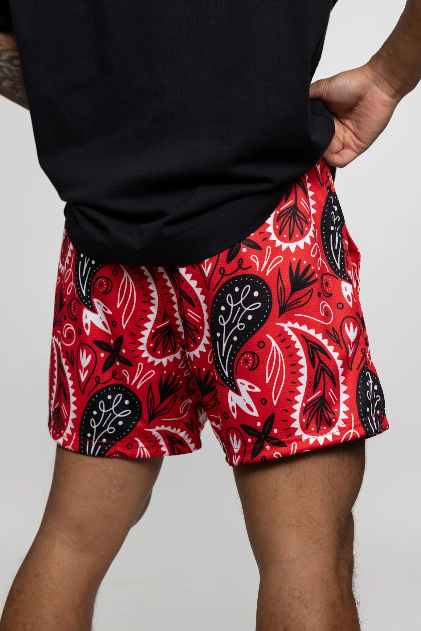 Bandana Mesh Training Short (5" Inseam) - Red