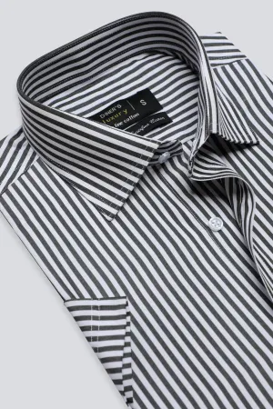 Black Bengal Stripe Formal Shirt (Half Sleeves)