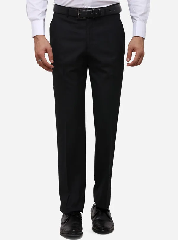 Black Classic Fit Solid Formal Trouser | JadeBlue