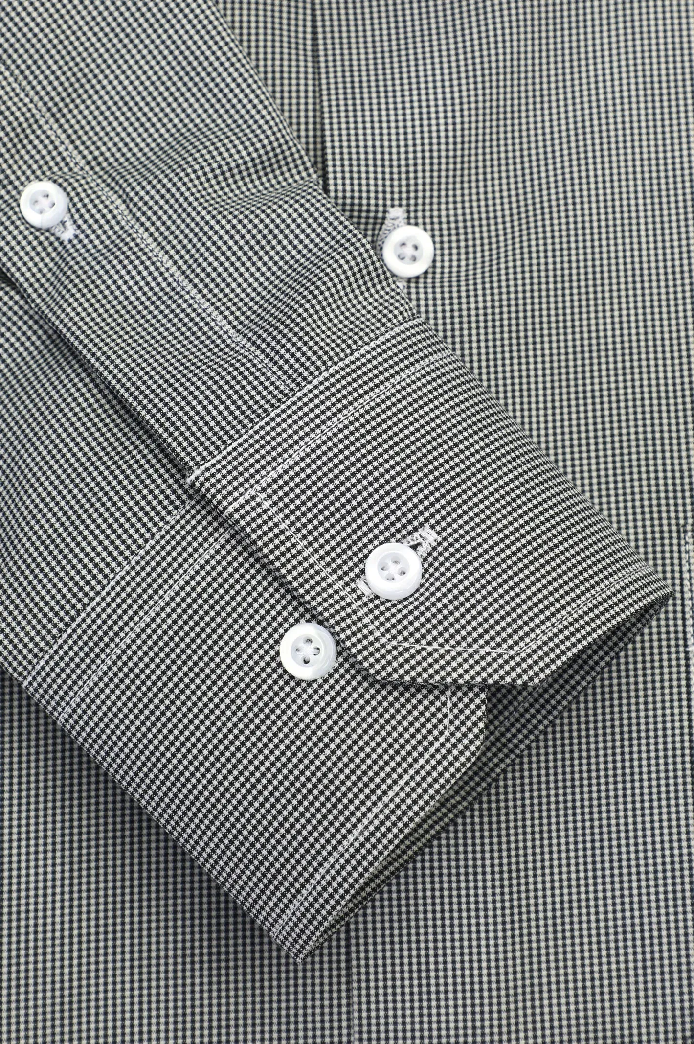 Black Houndstooth Check Formal Shirt