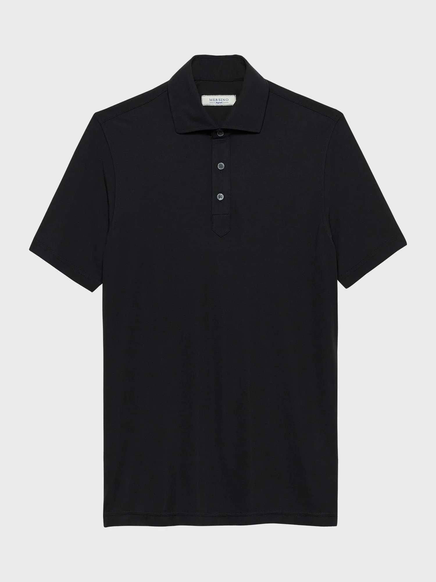 BLACK MERSINO POLO SHIRT