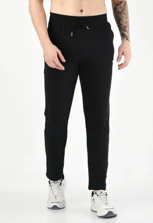 Black Solid Relaxed Fit Casual Trouser