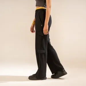 Black Wide Leg Cargo Unisex Trouser