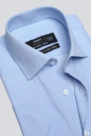 Blue Mini-Check Formal Shirt (Half Sleeves)