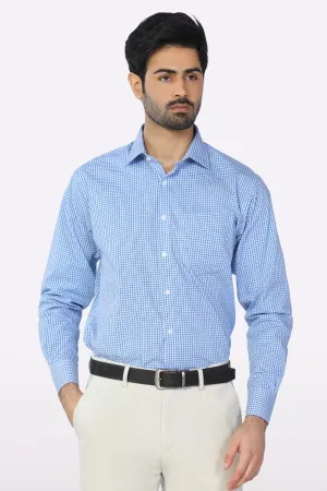 Blue Mini Check Formal Shirt