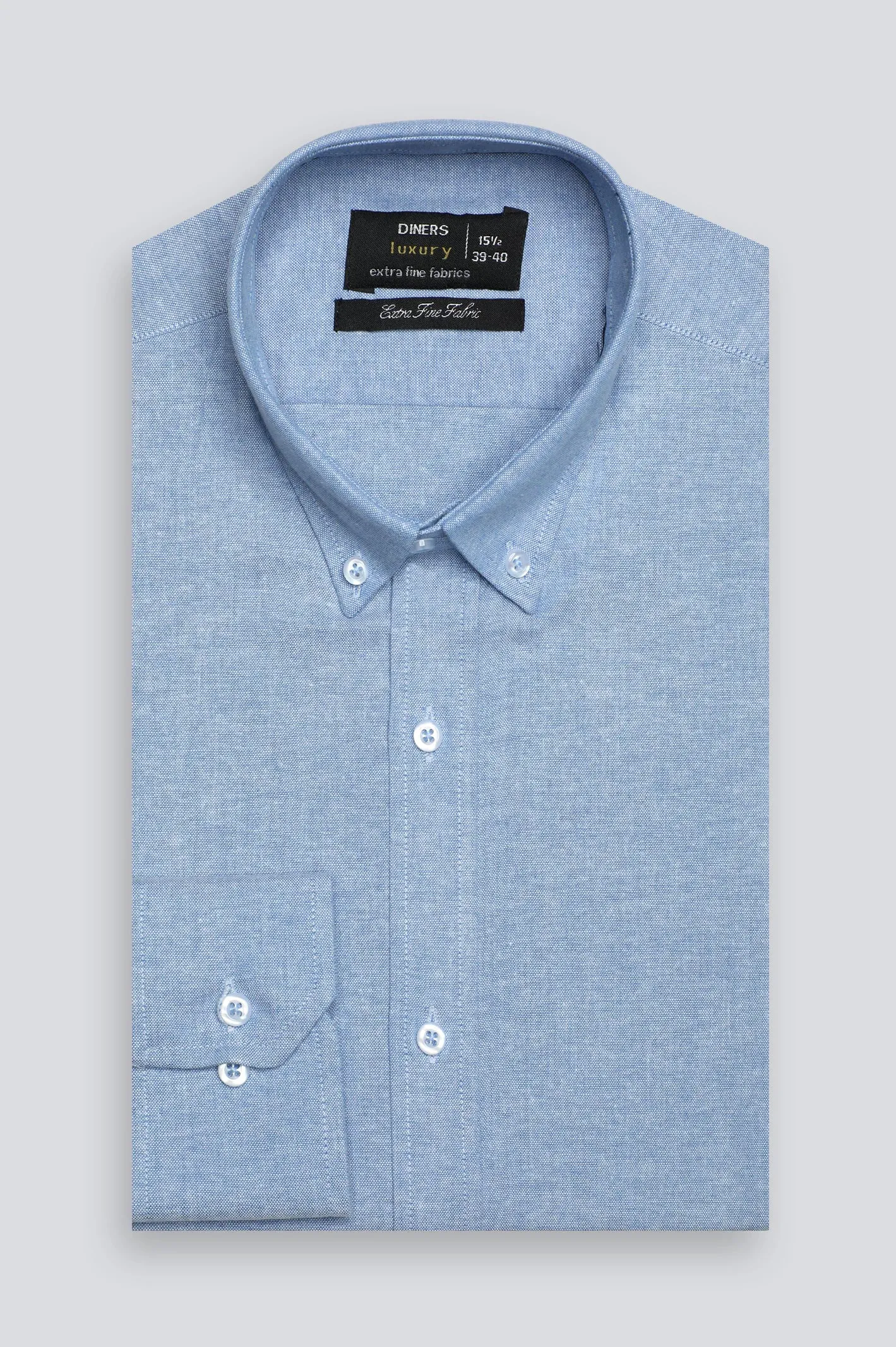 Blue Textured Oxford Formal Shirt