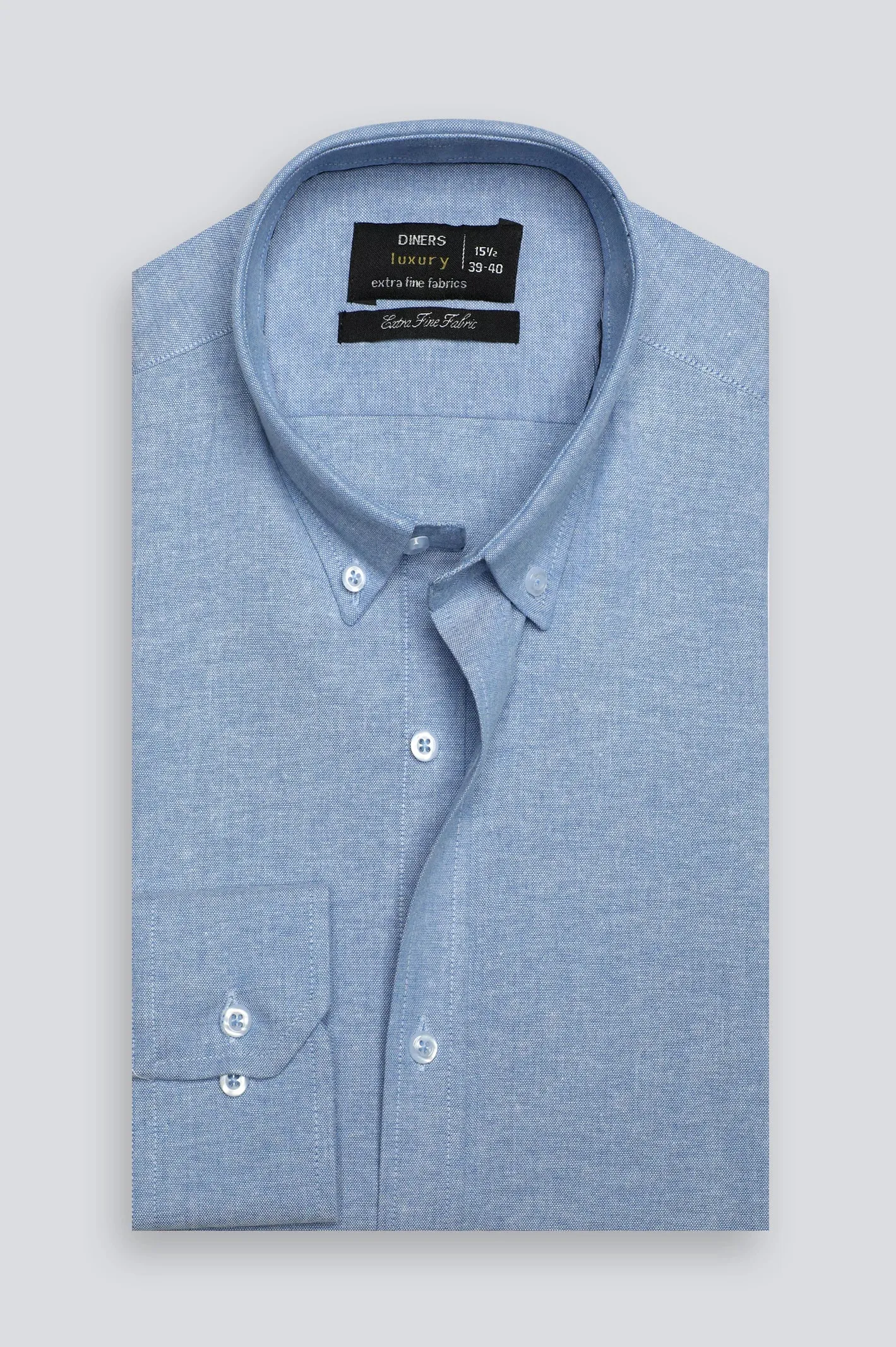 Blue Textured Oxford Formal Shirt