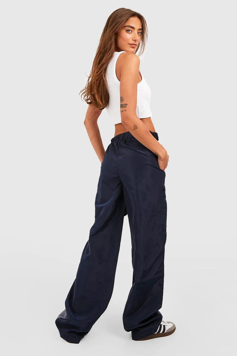 Boohoo Wide Leg Sweatpants, Navi