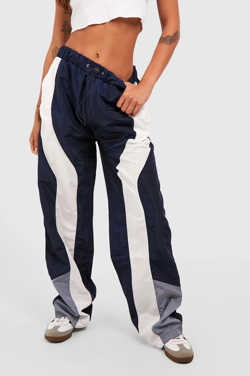 Boohoo Wide Leg Sweatpants, Navi