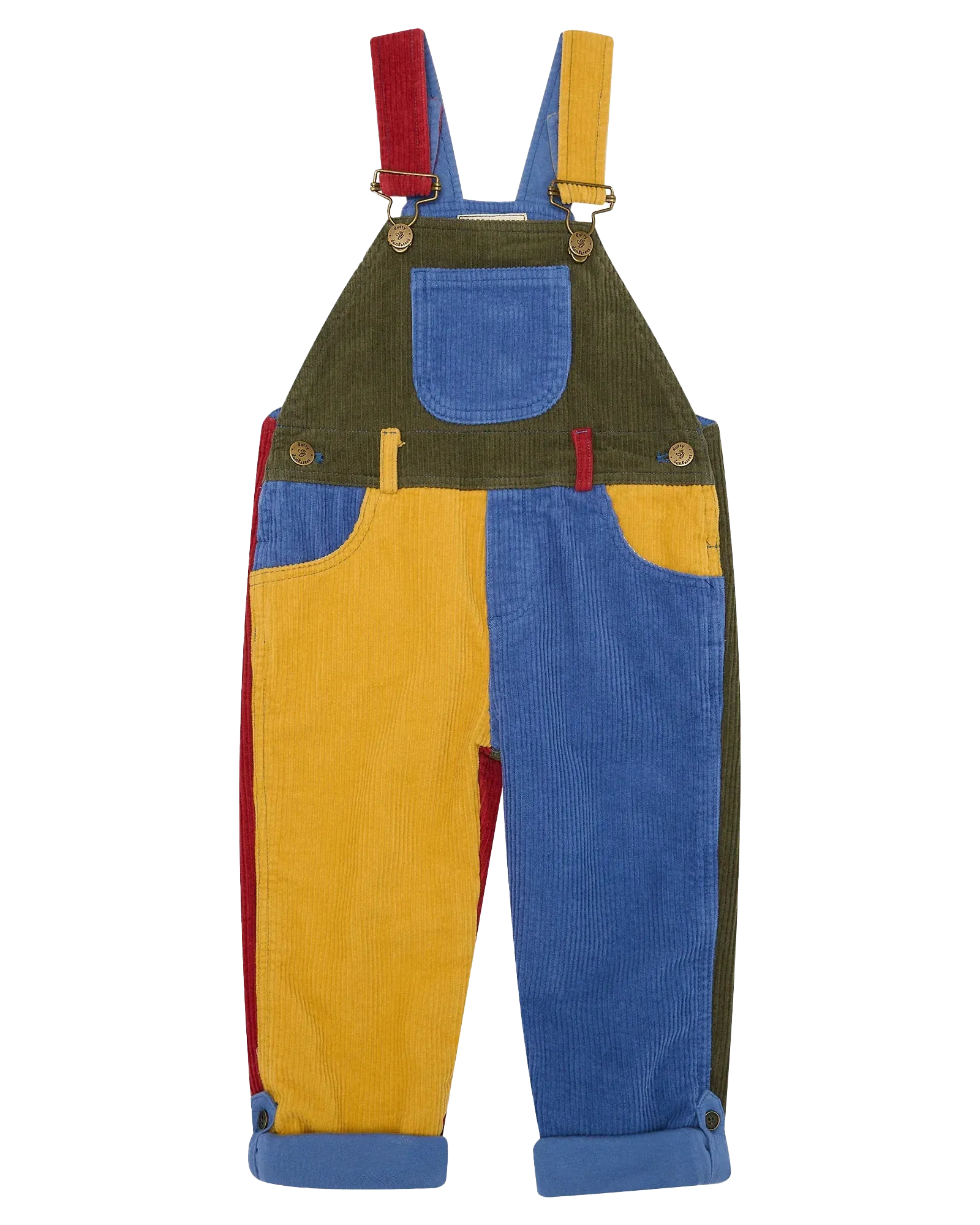 Boys Patchwork Chunky Cord Dungarees in Muted