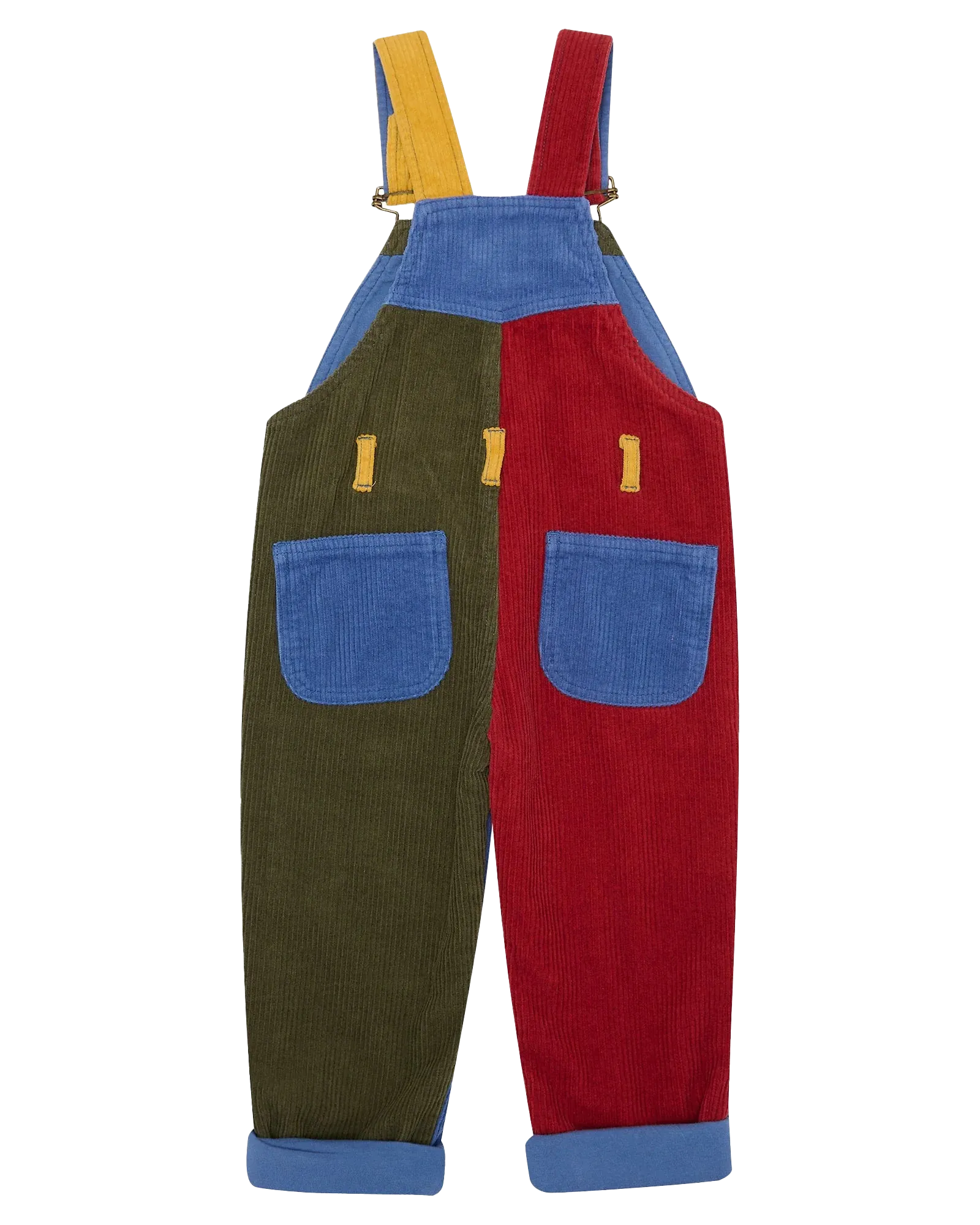 Boys Patchwork Chunky Cord Dungarees in Muted