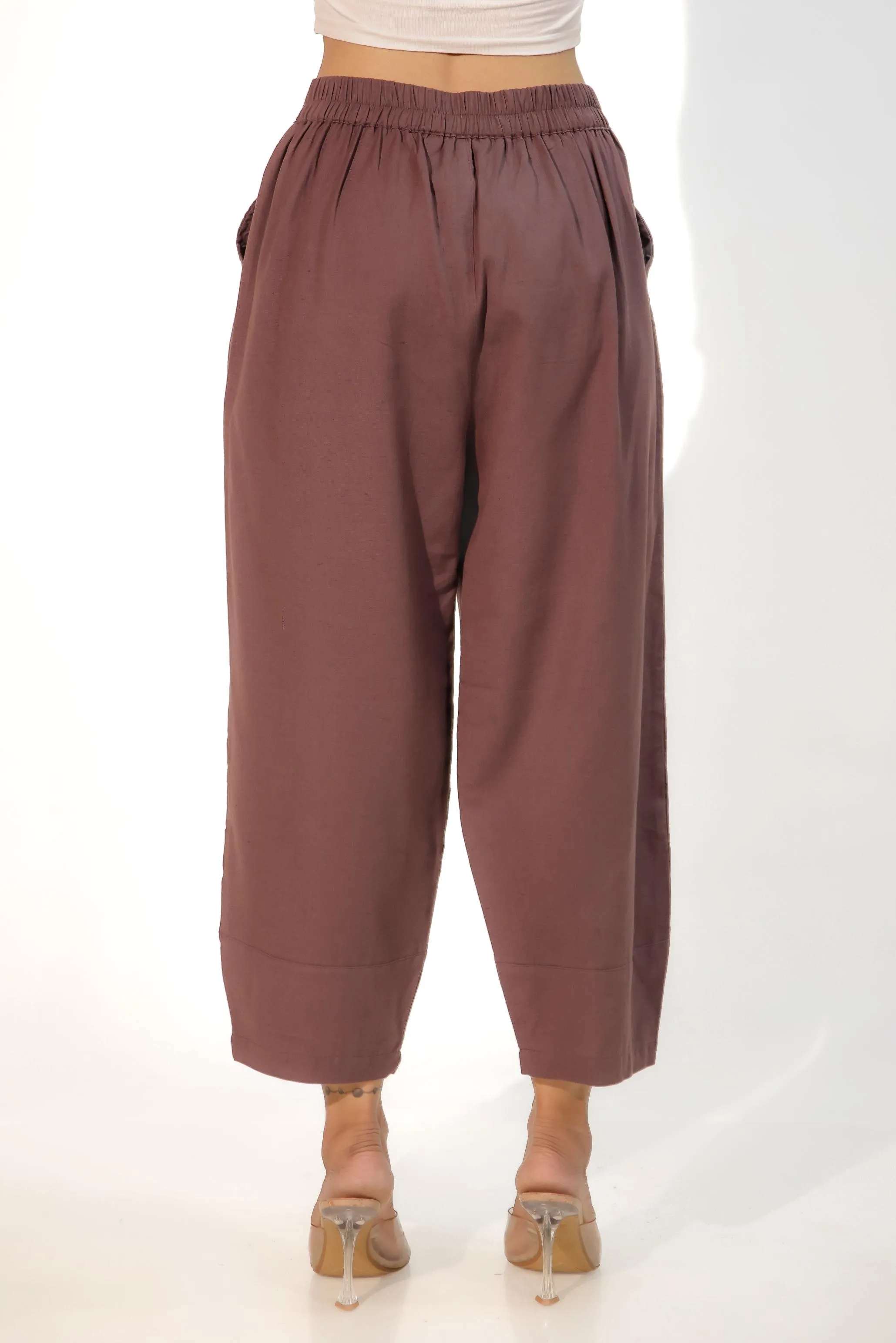 Burgundy Women's Regular-Fit Trousers