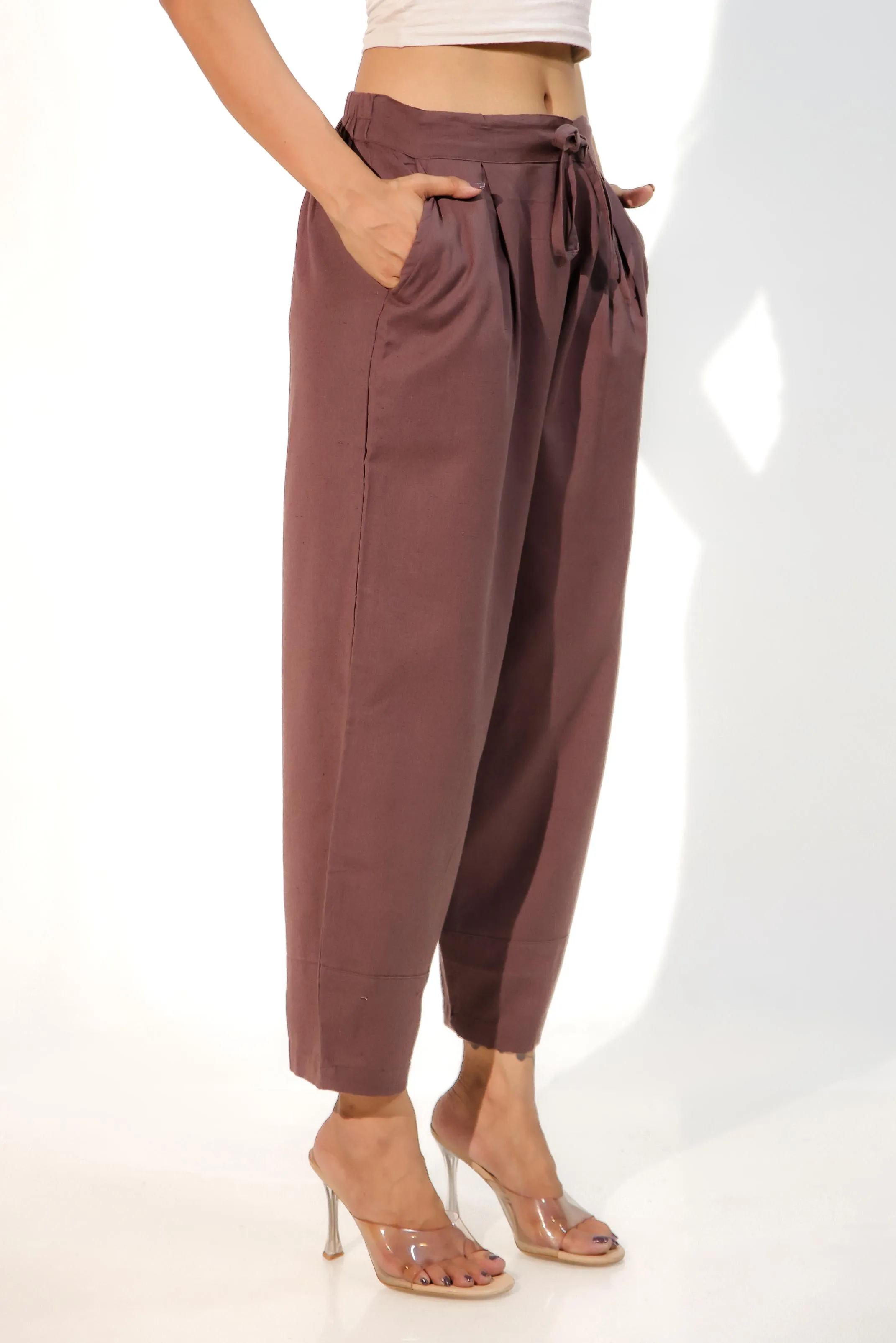 Burgundy Women's Regular-Fit Trousers