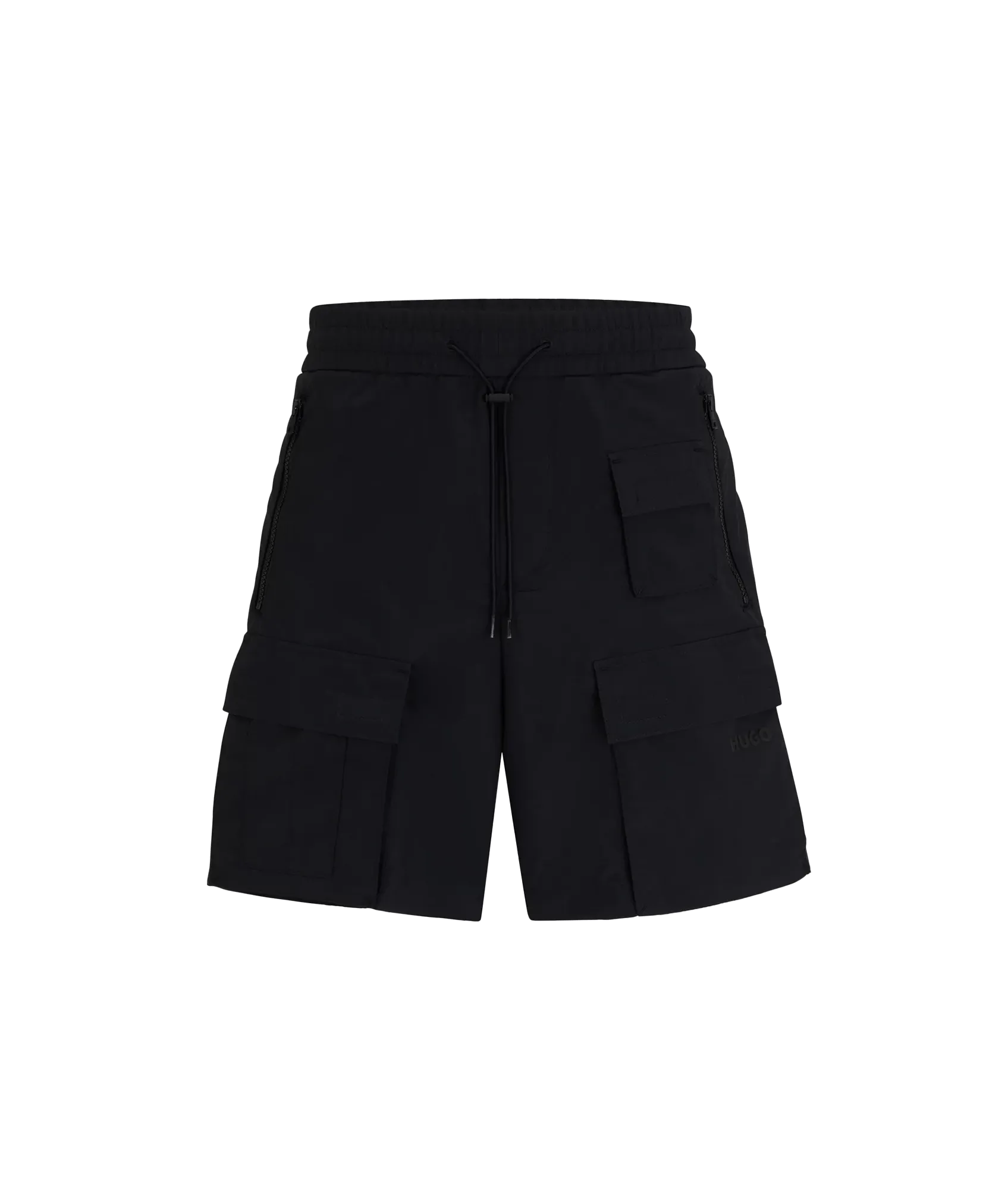 Cargo Shorts in Water-repellent Canvas With Phone Pocket - Black