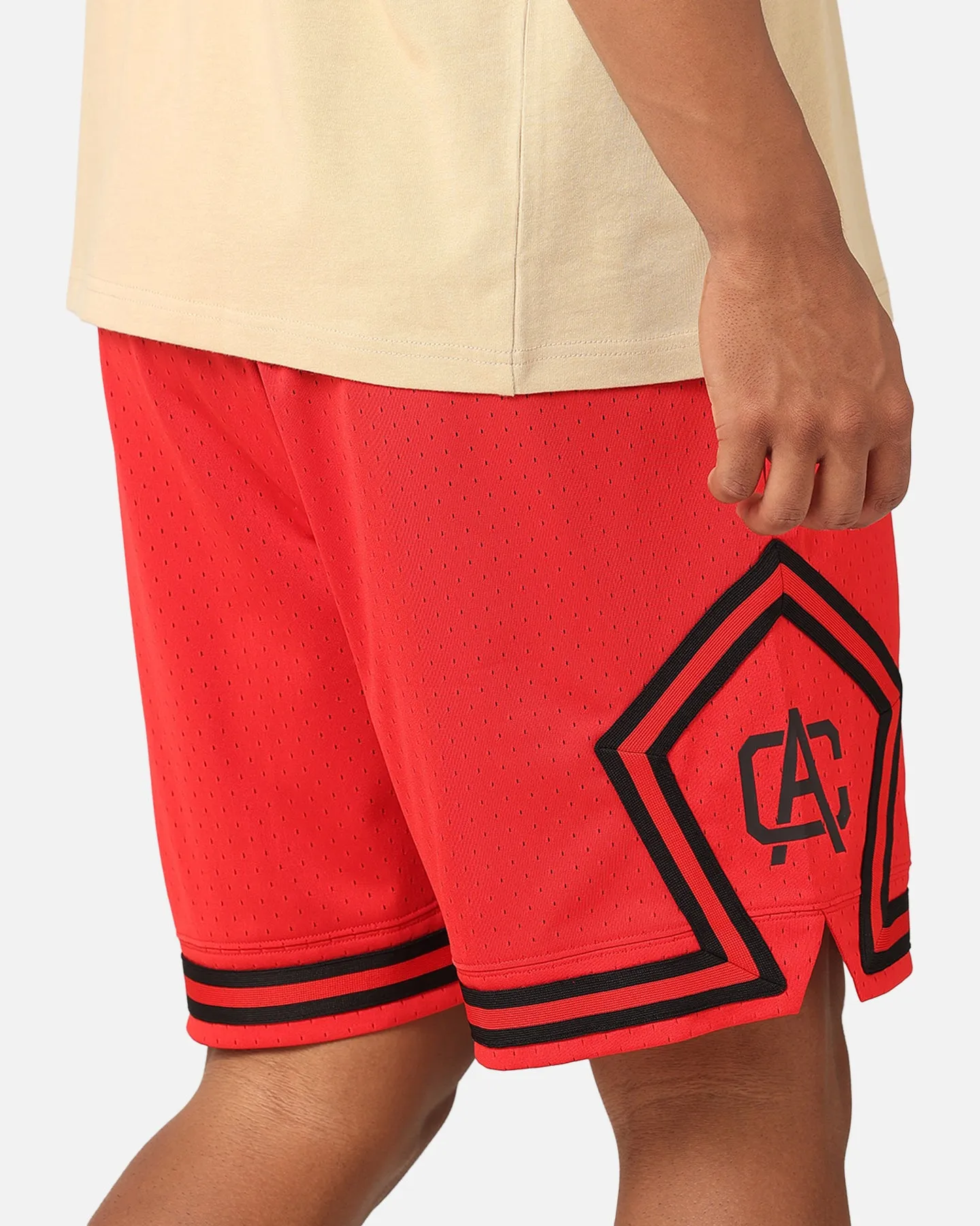 Carre Fold Mesh Basketball Shorts Red/Black