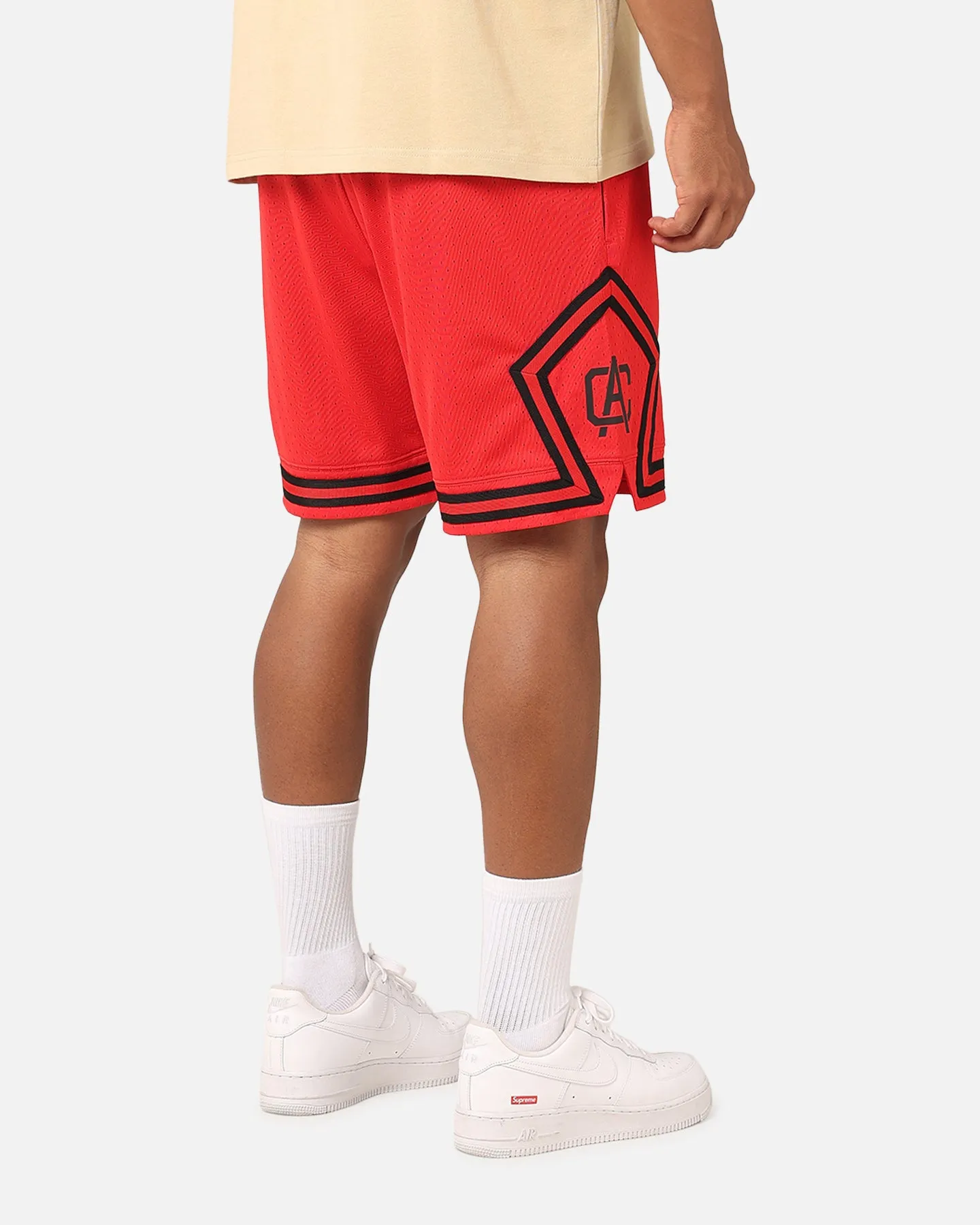 Carre Fold Mesh Basketball Shorts Red/Black