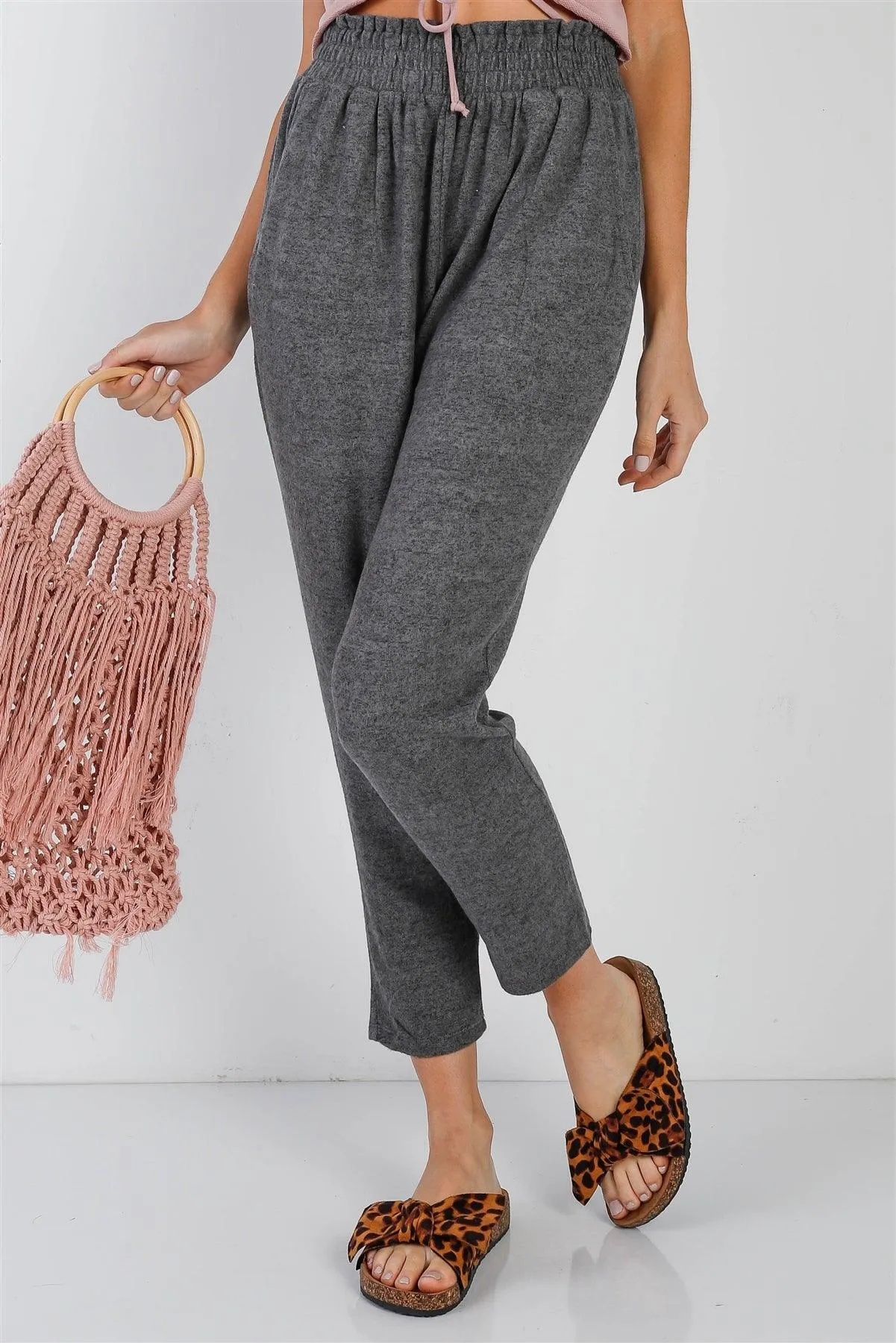 Charcoal Flannel Loungewear Hight Waist Pants /1-1-1