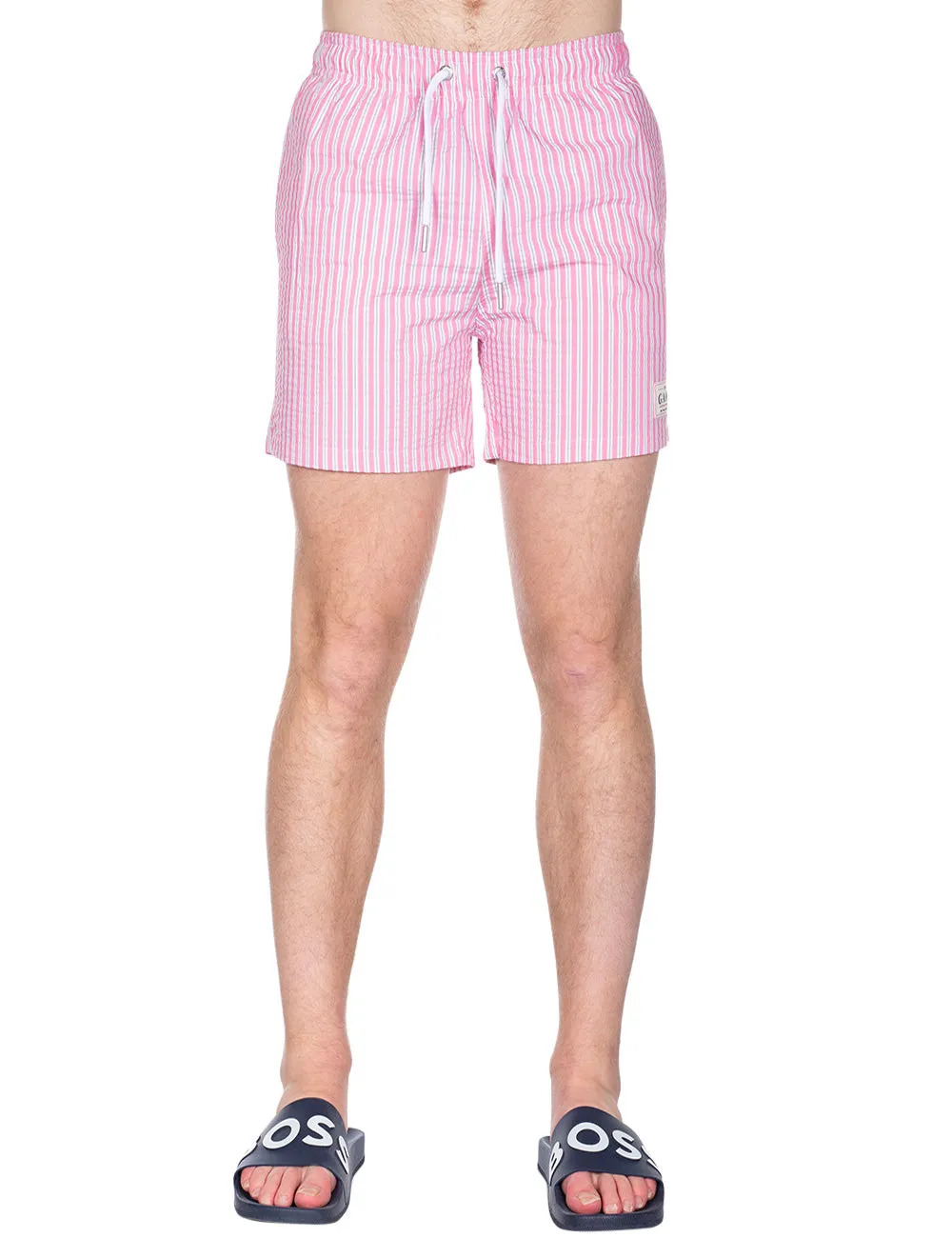 Classic Fit Seersucker Swim Shorts Perky Pink