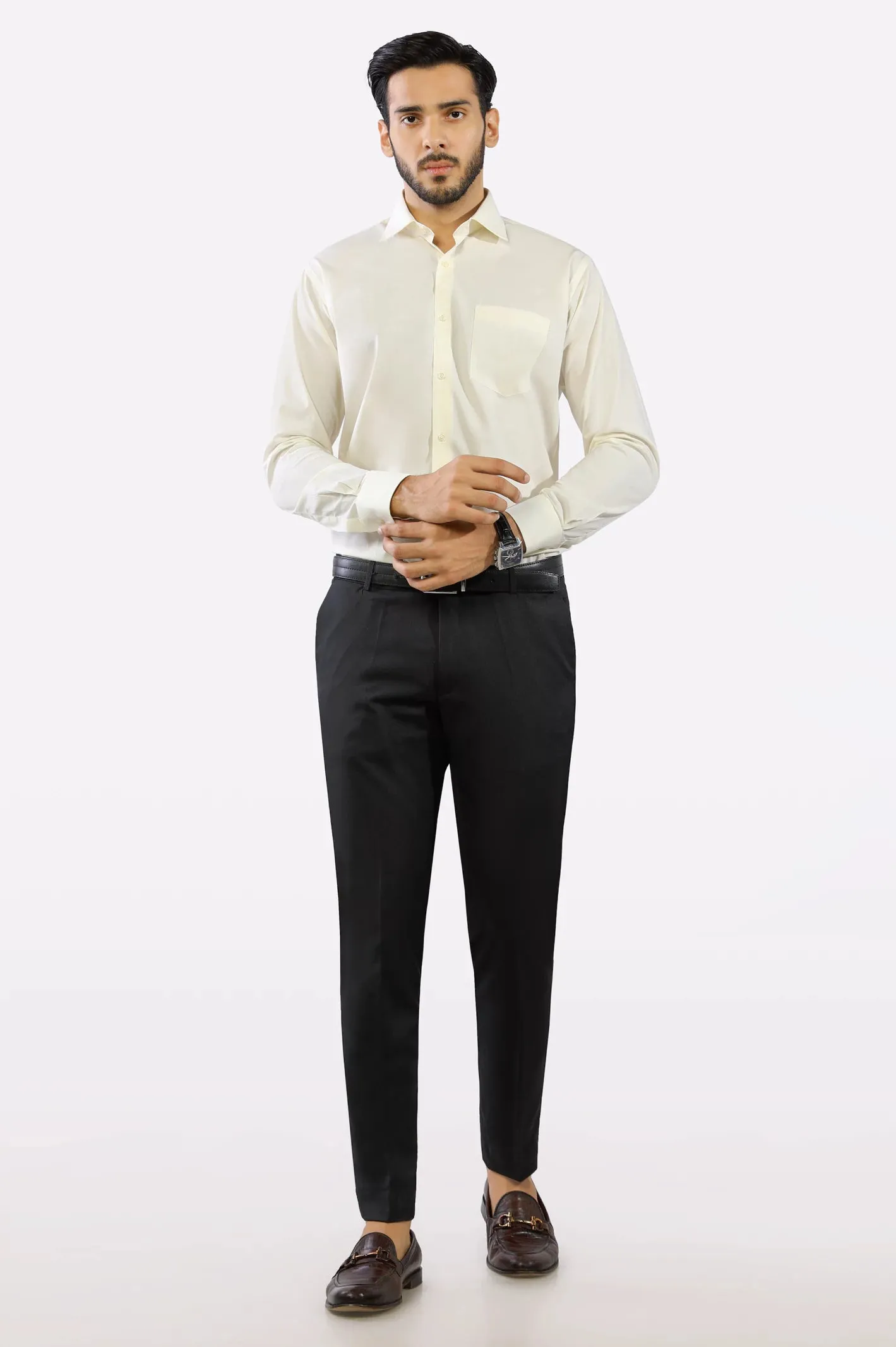 Cream Plain Formal Shirt