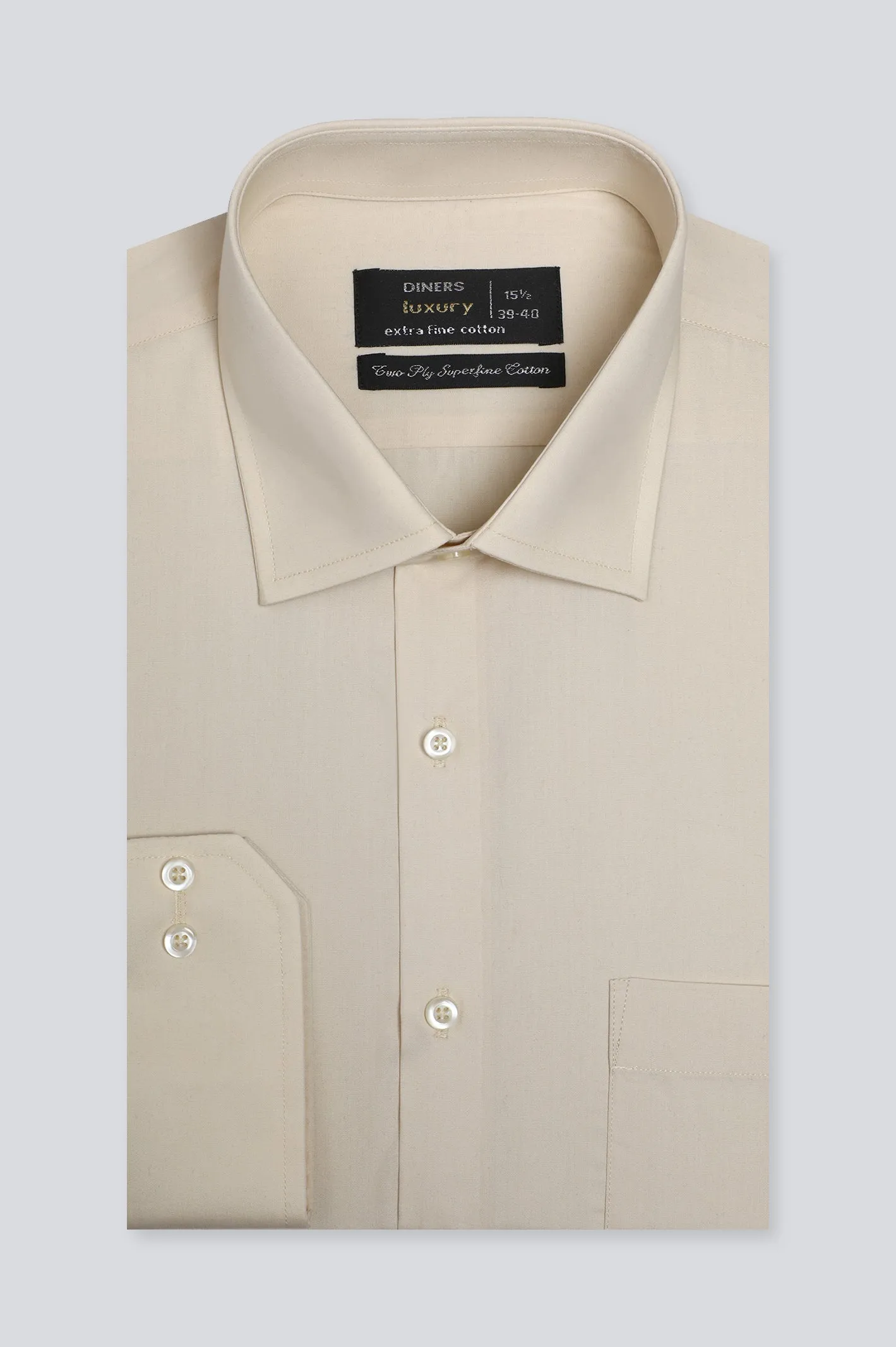 Cream Plain Formal Shirt