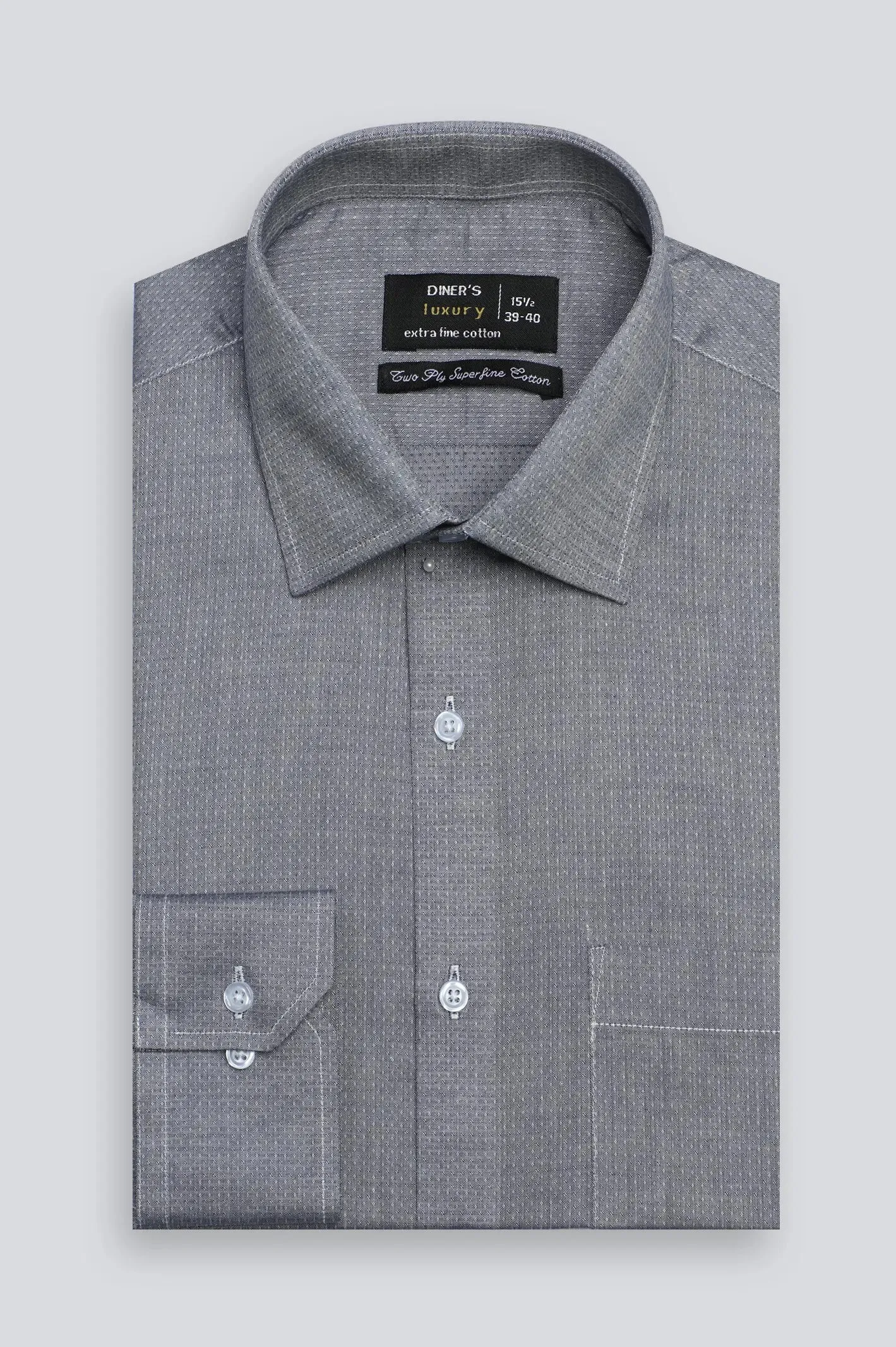 Dark Blue Textured Formal Shirt