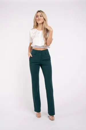 Emerald Solid Straight Leg Slacks