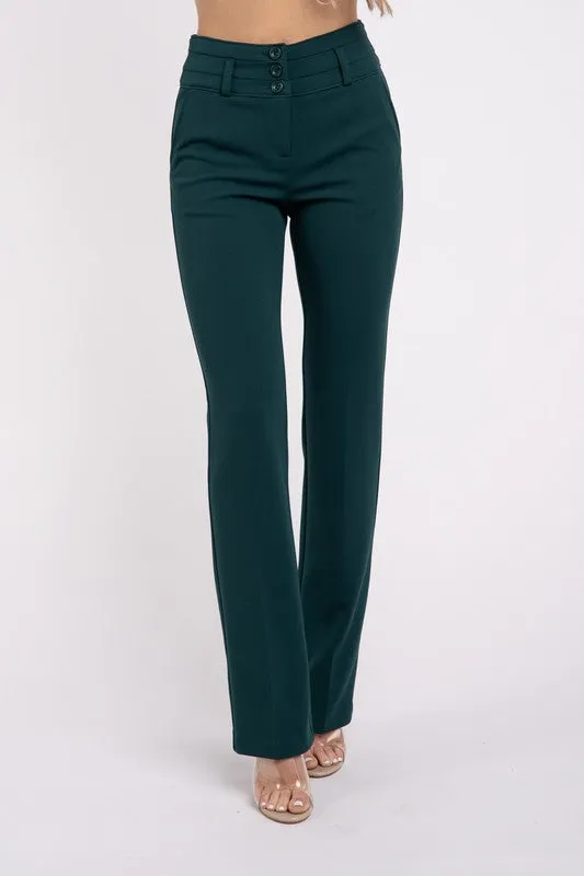 Emerald Solid Straight Leg Slacks