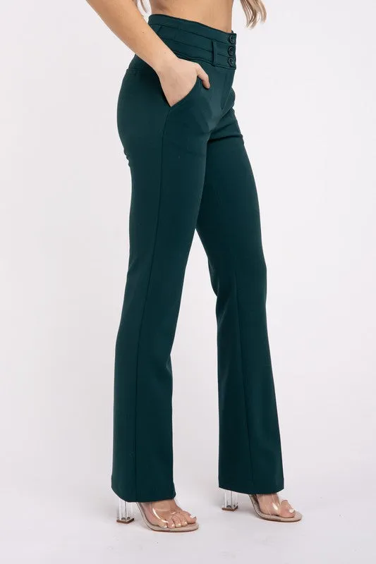 Emerald Solid Straight Leg Slacks