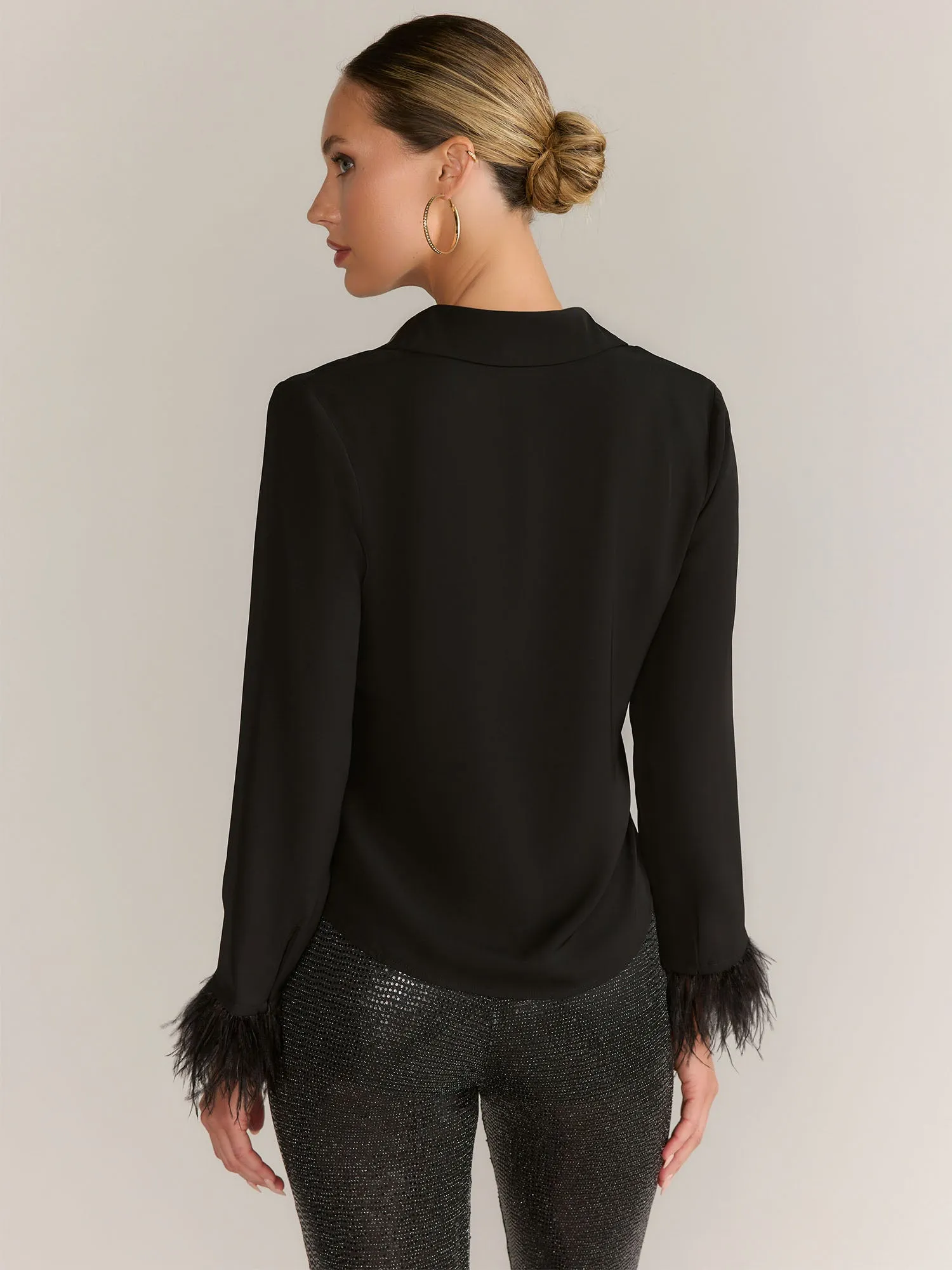 Endless Rose Long Sleeve Feather Trim Shirt - Brands We Love