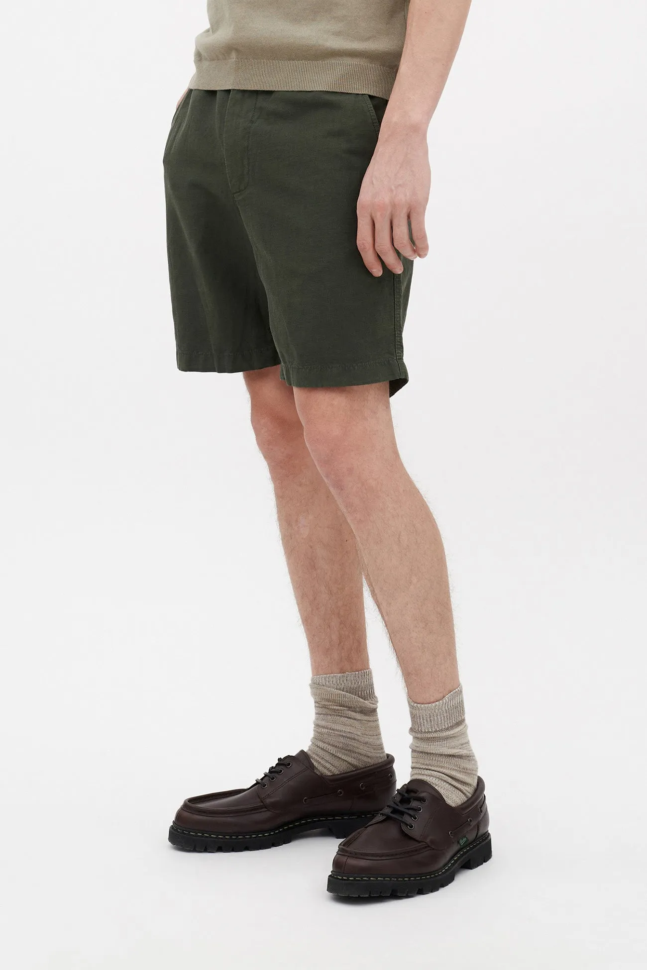 Ezra Relaxed Cotton Linen Short - Spruce Green