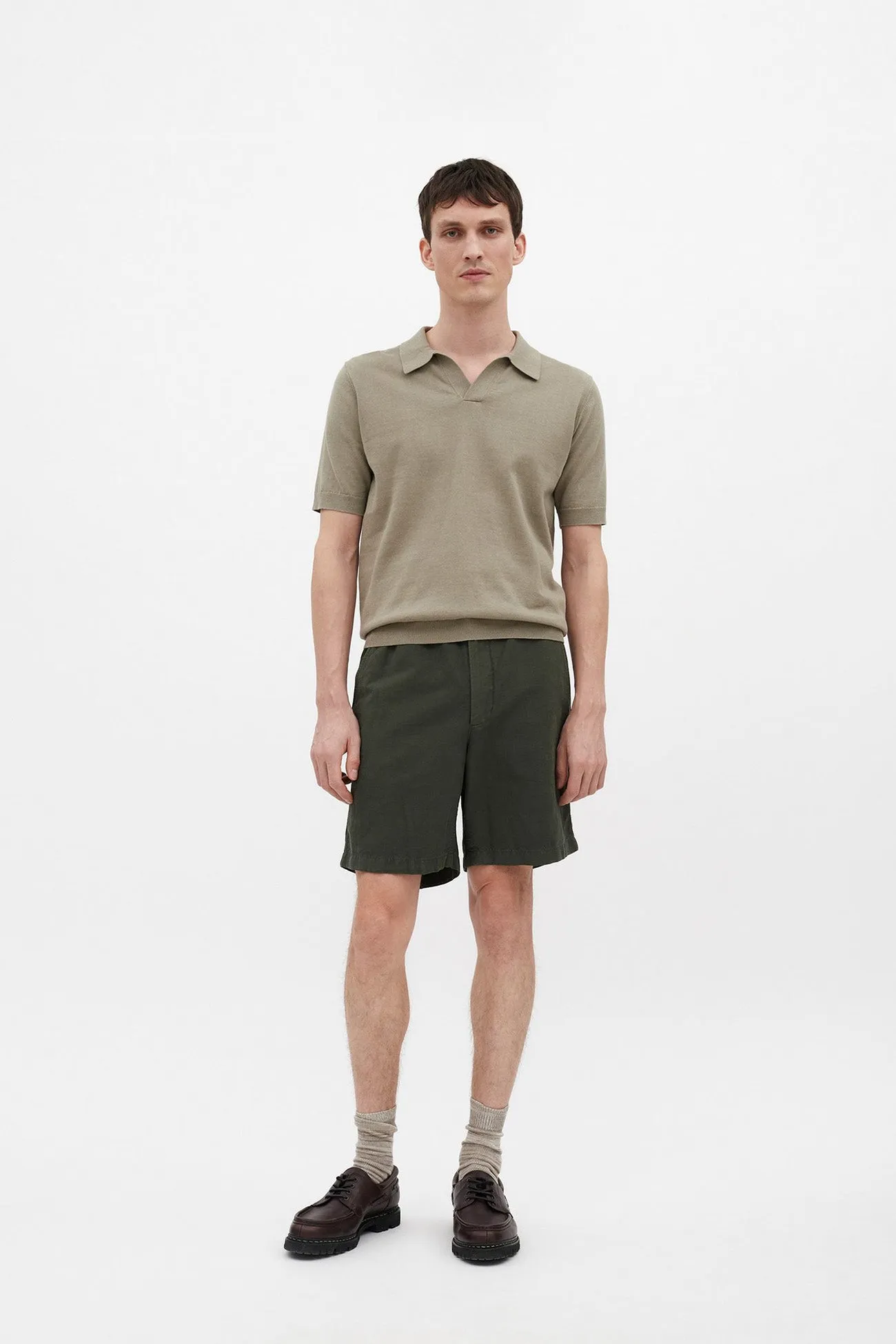 Ezra Relaxed Cotton Linen Short - Spruce Green