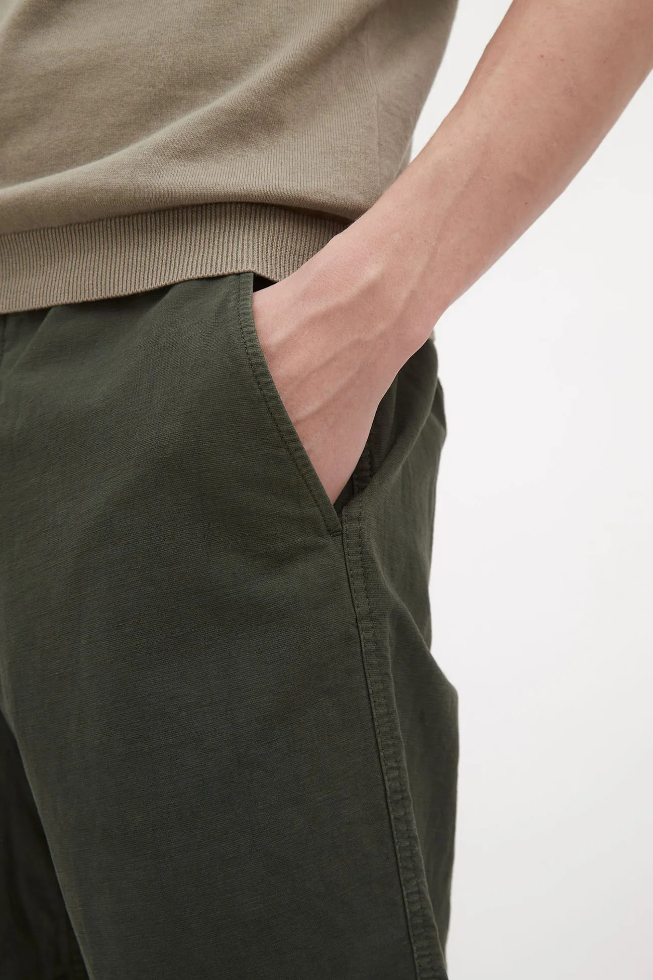 Ezra Relaxed Cotton Linen Short - Spruce Green