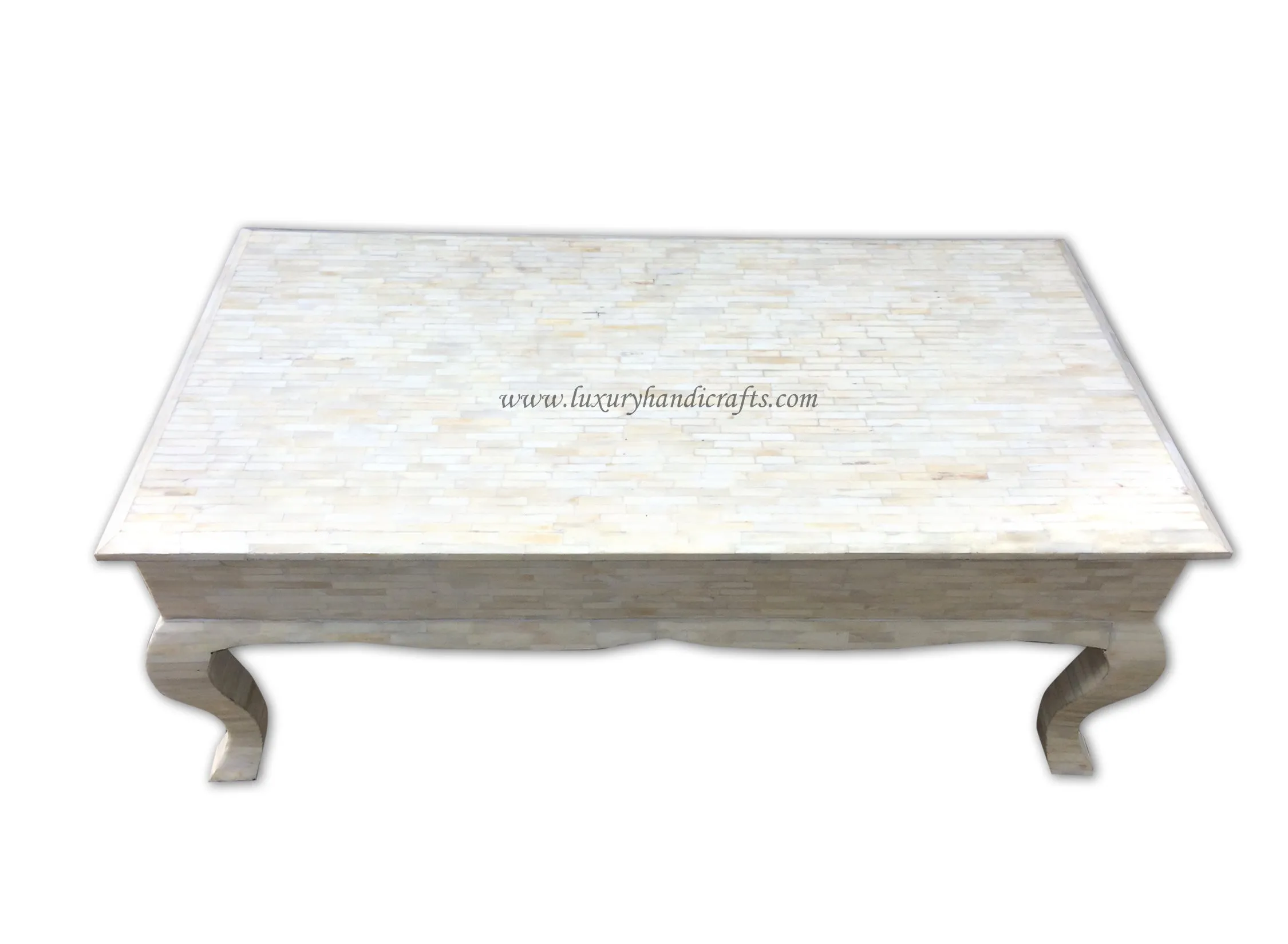 Full Camel Bone Inlay Center Table Cum Trunk Box Ivory