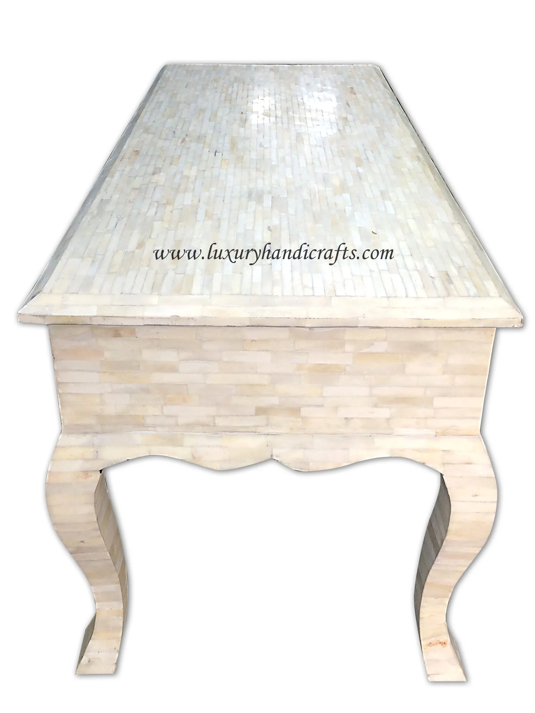 Full Camel Bone Inlay Center Table Cum Trunk Box Ivory