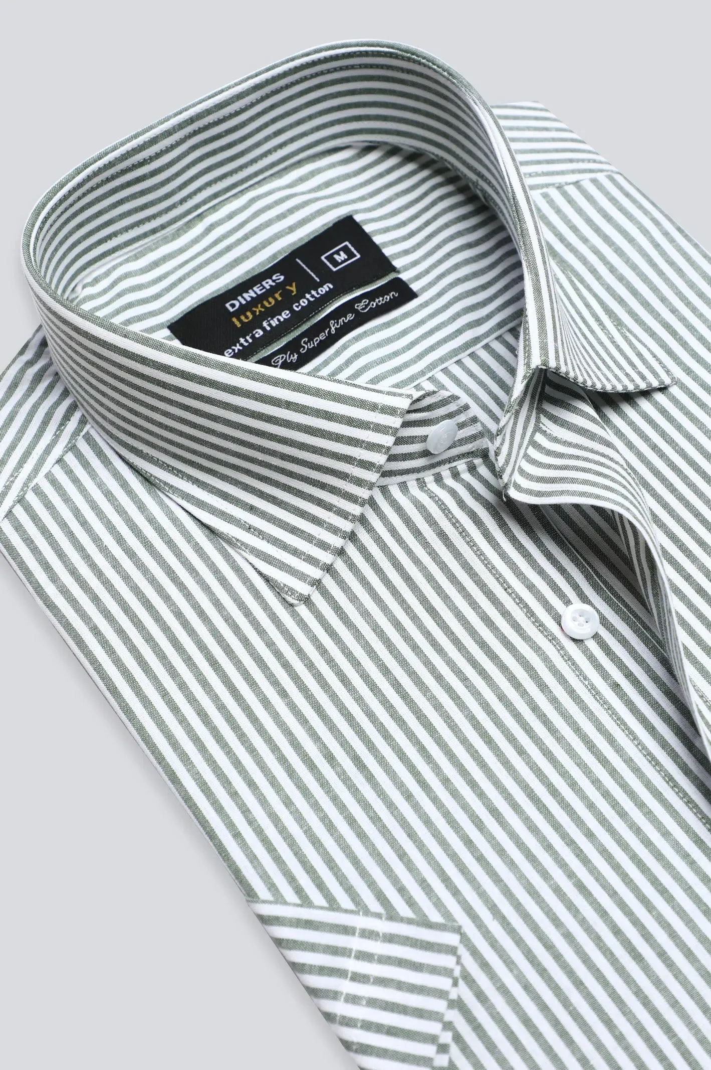 Green Bengal Stripe Formal Shirt (Half Sleeves)