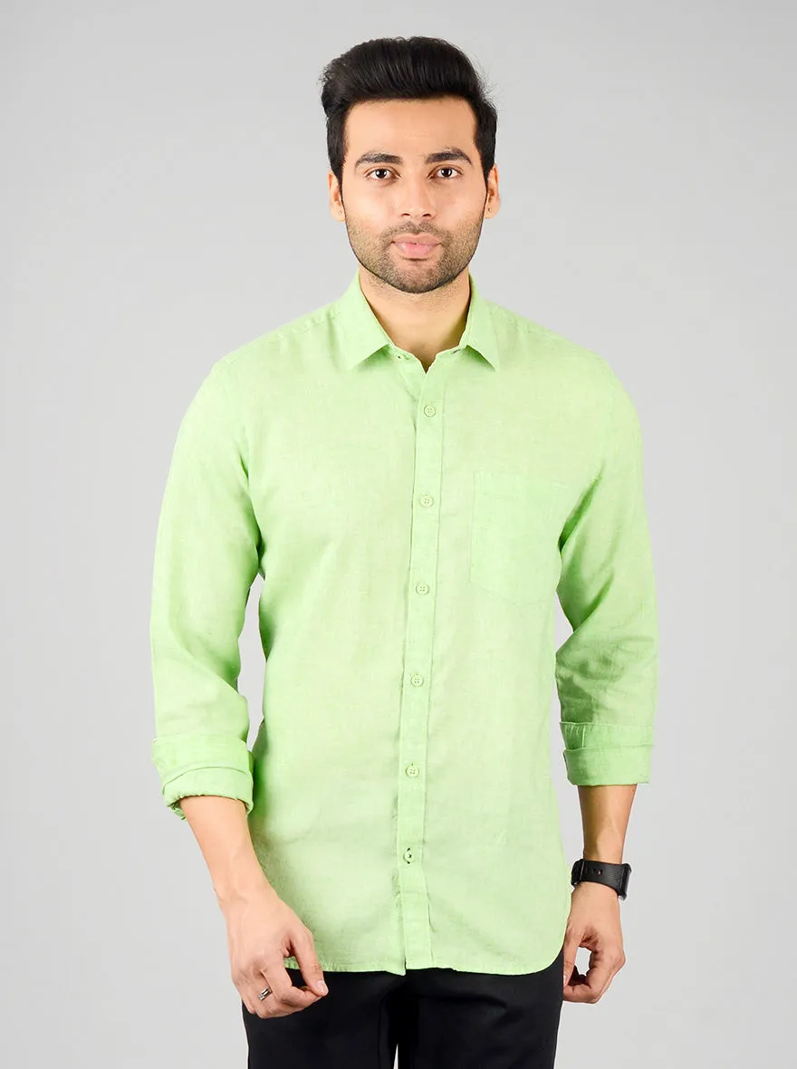 Green Solid Slim Fit Casual Shirt | JadeBlue