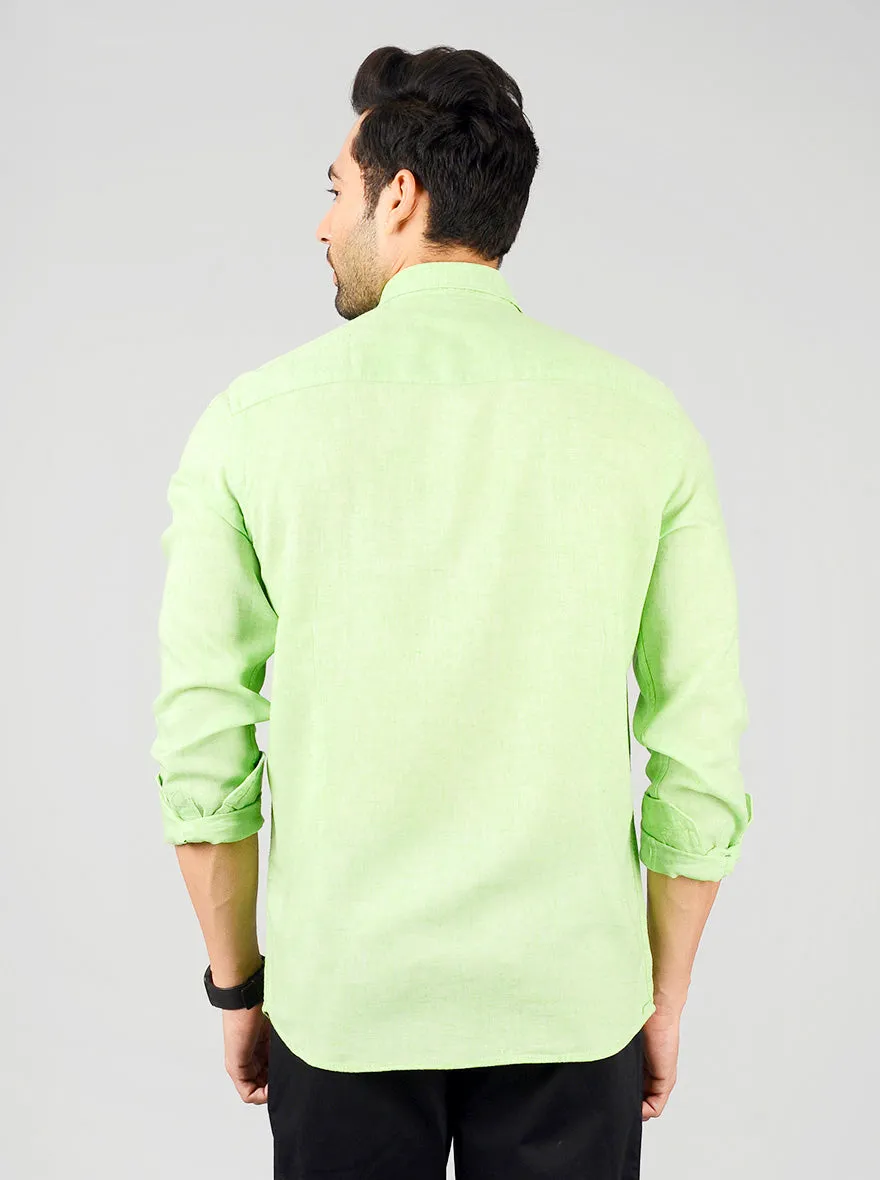 Green Solid Slim Fit Casual Shirt | JadeBlue