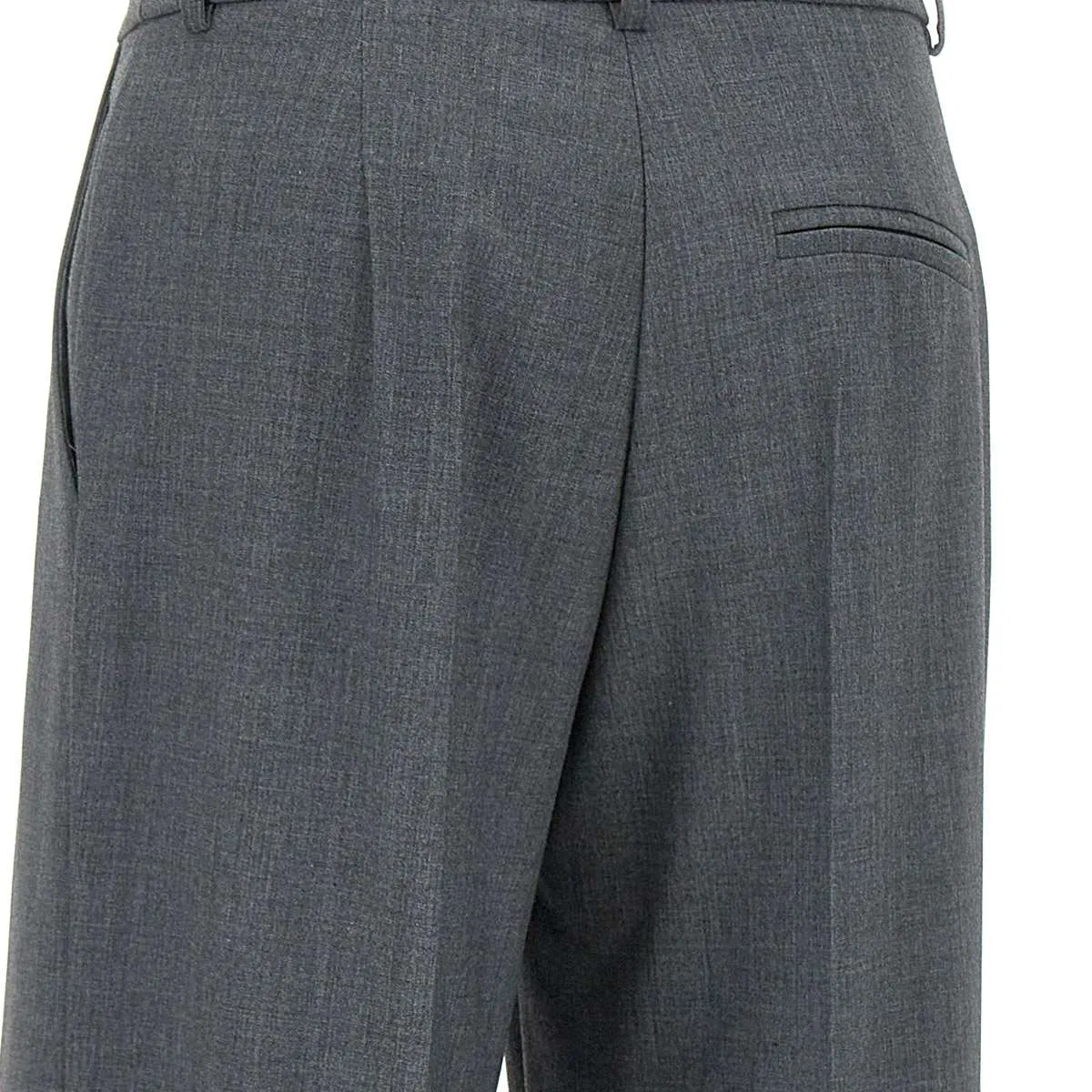 Grey Stretch Viscose Crepe Trousers