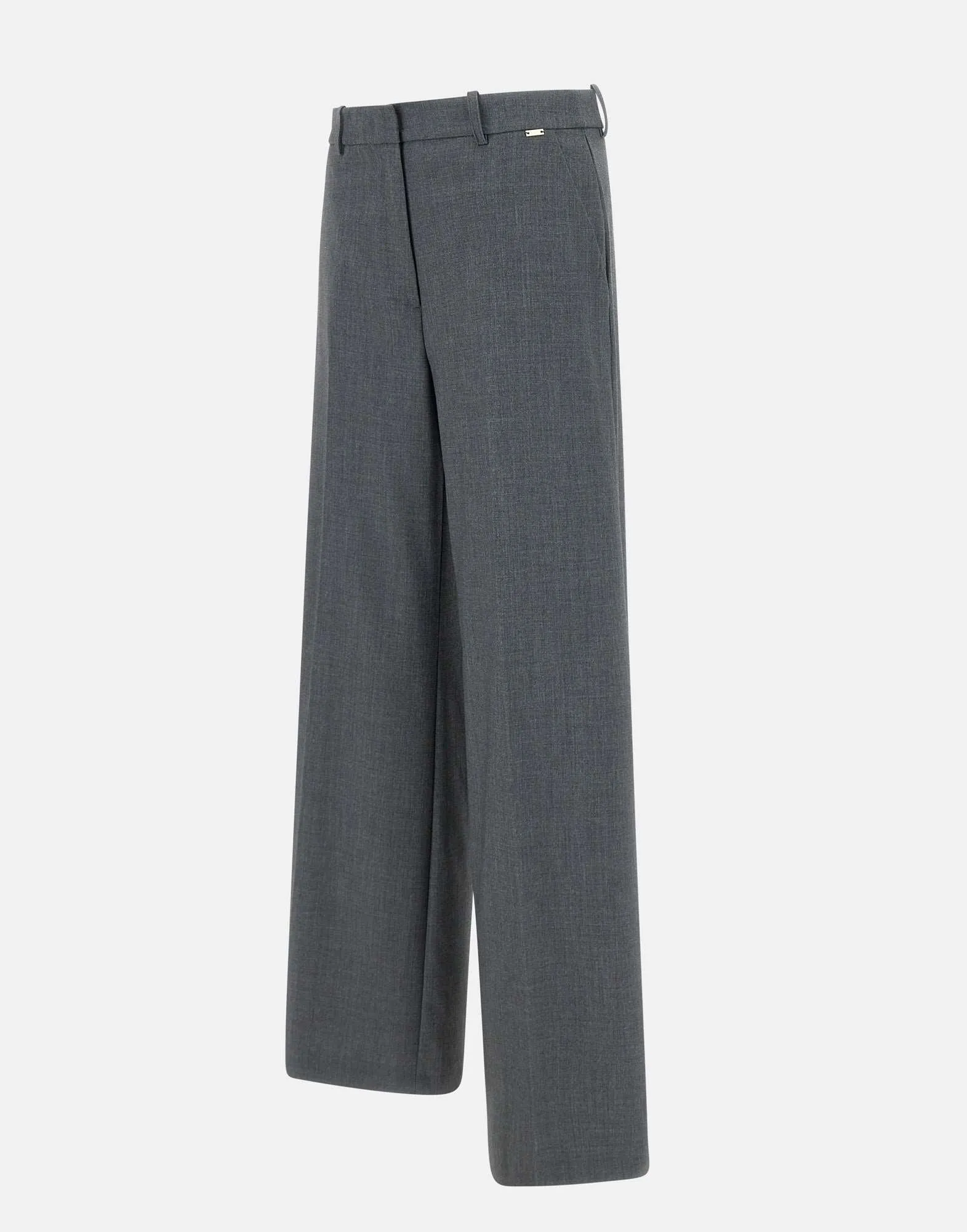 Grey Stretch Viscose Crepe Trousers