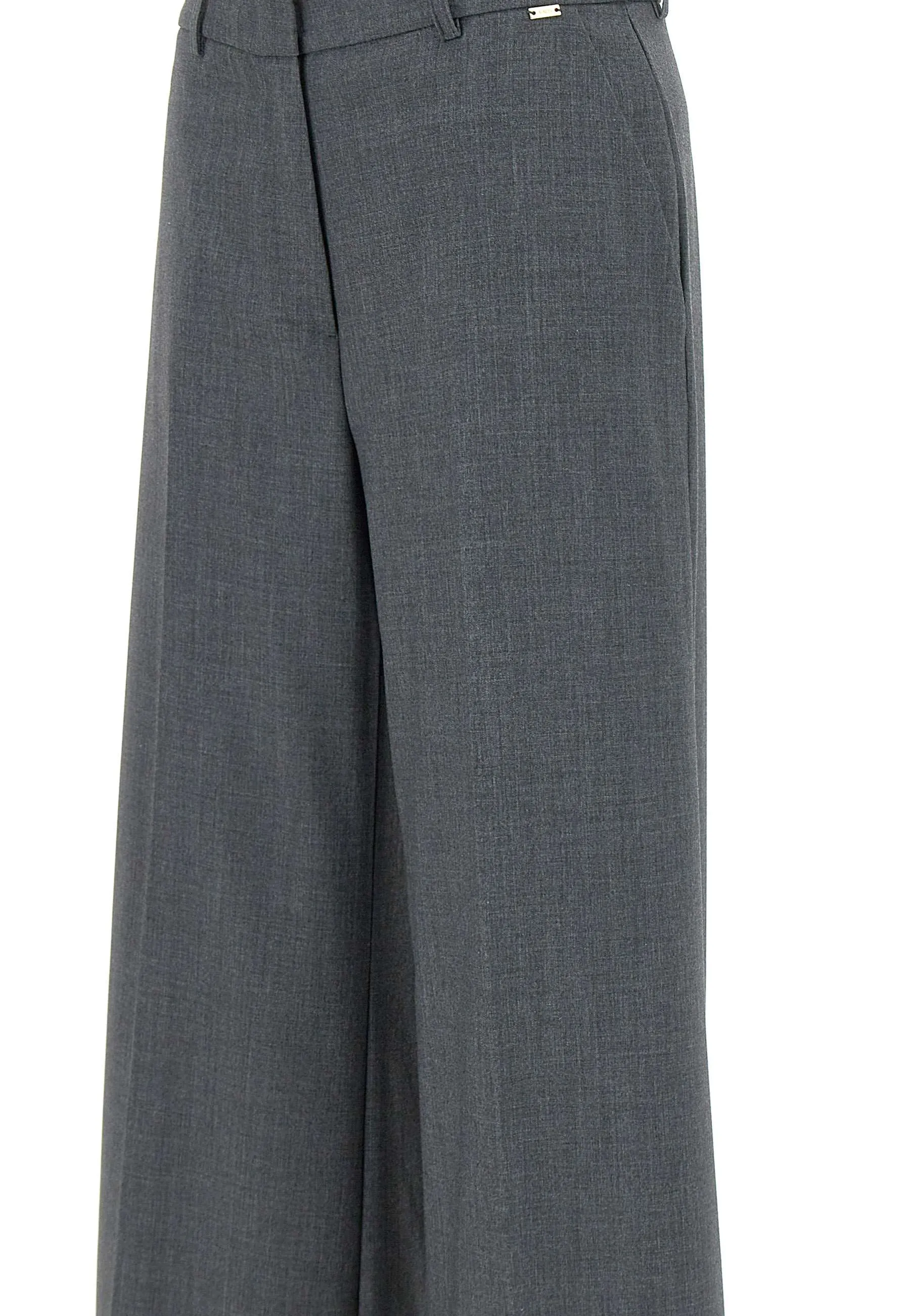 Grey Stretch Viscose Crepe Trousers