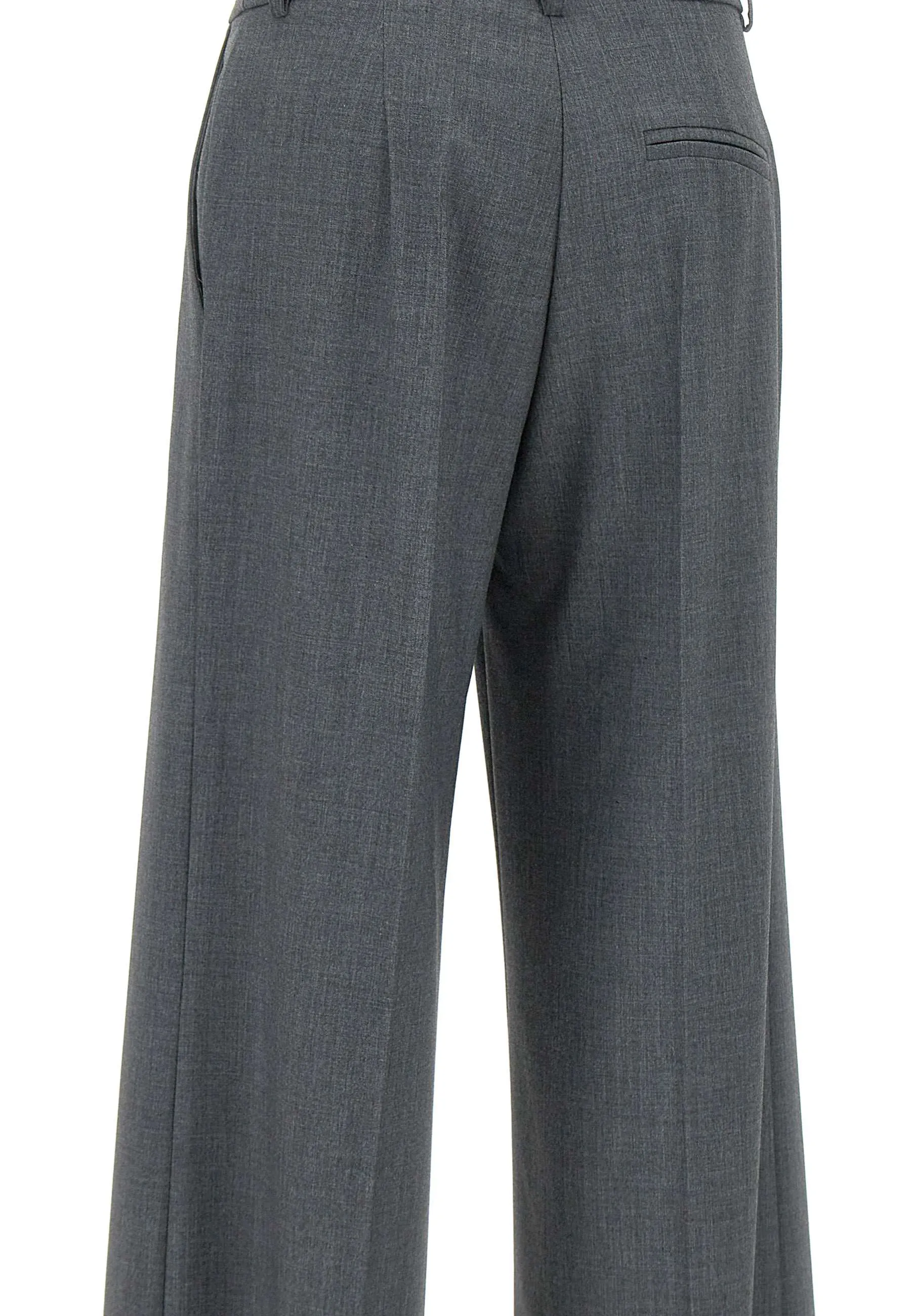 Grey Stretch Viscose Crepe Trousers